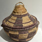 Large woven basket with lid