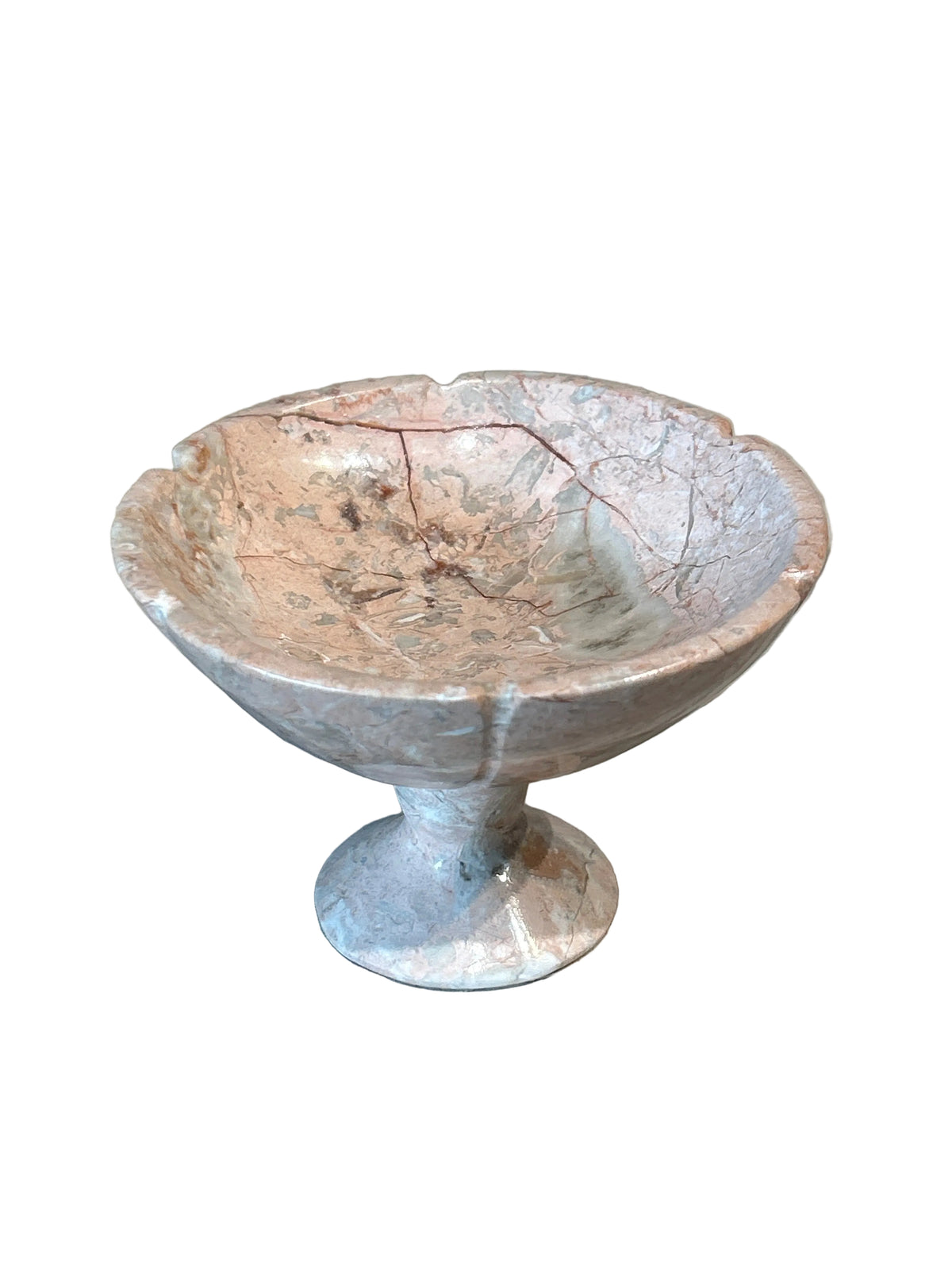 Vintage pink alabaster pedestal bowl
