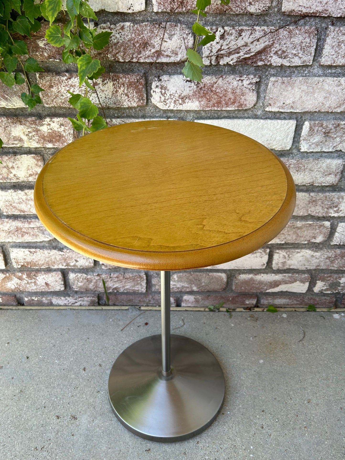 Vintage wood and metal accent table