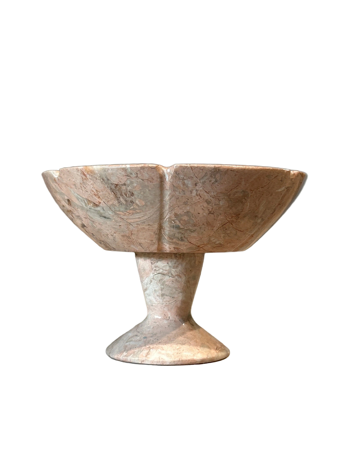 Vintage pink alabaster pedestal bowl
