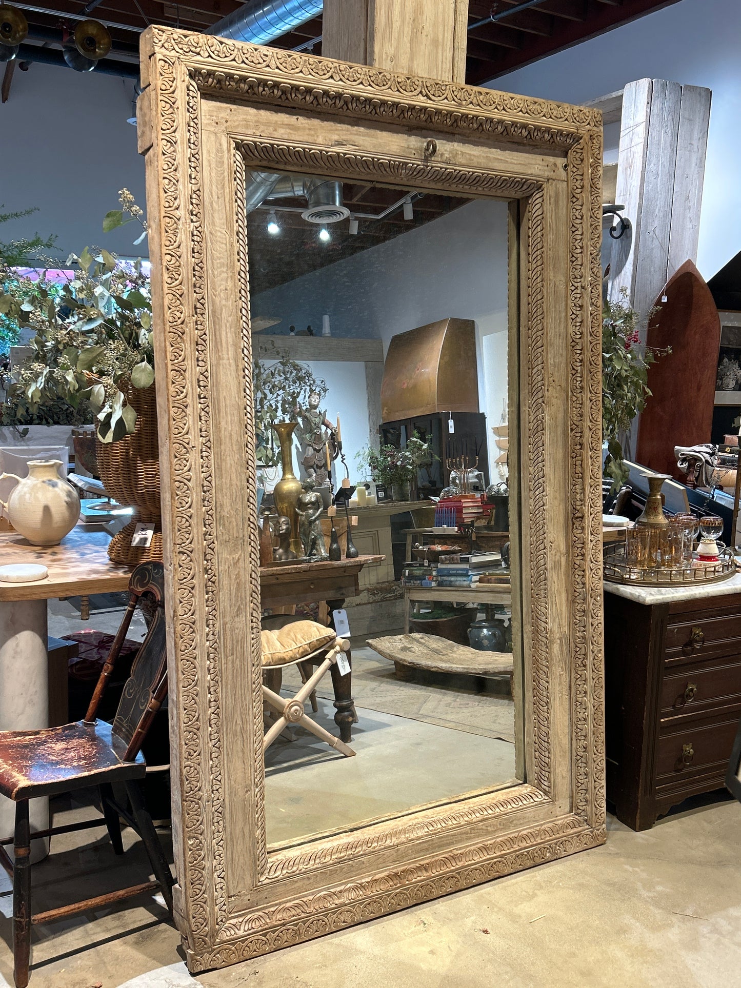 Vintage carved wood mirror