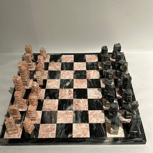 Chess board pink and black marble