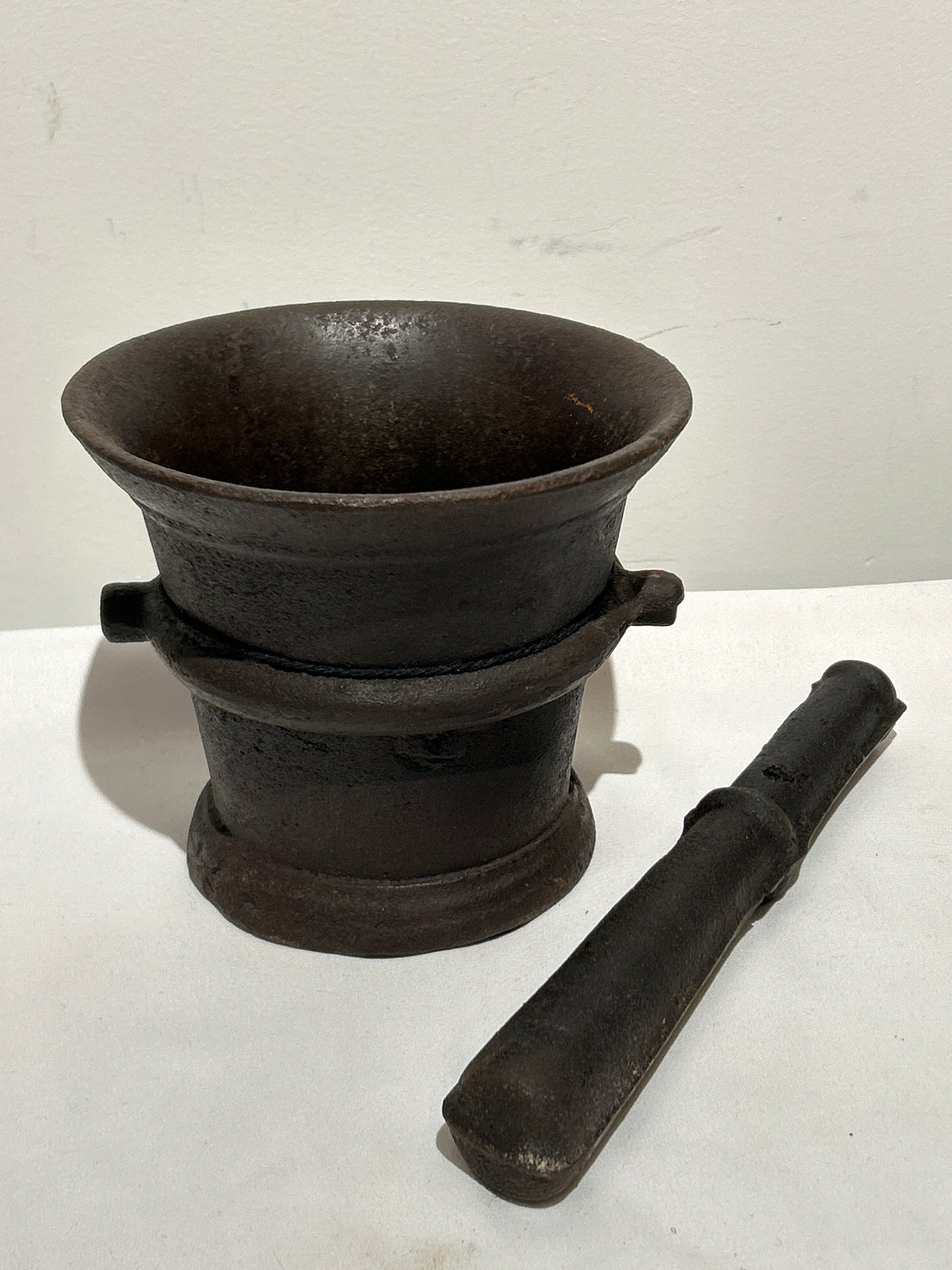 ANTIQUE MORTAR-PESTLE FOR GRINDING COFFEE.