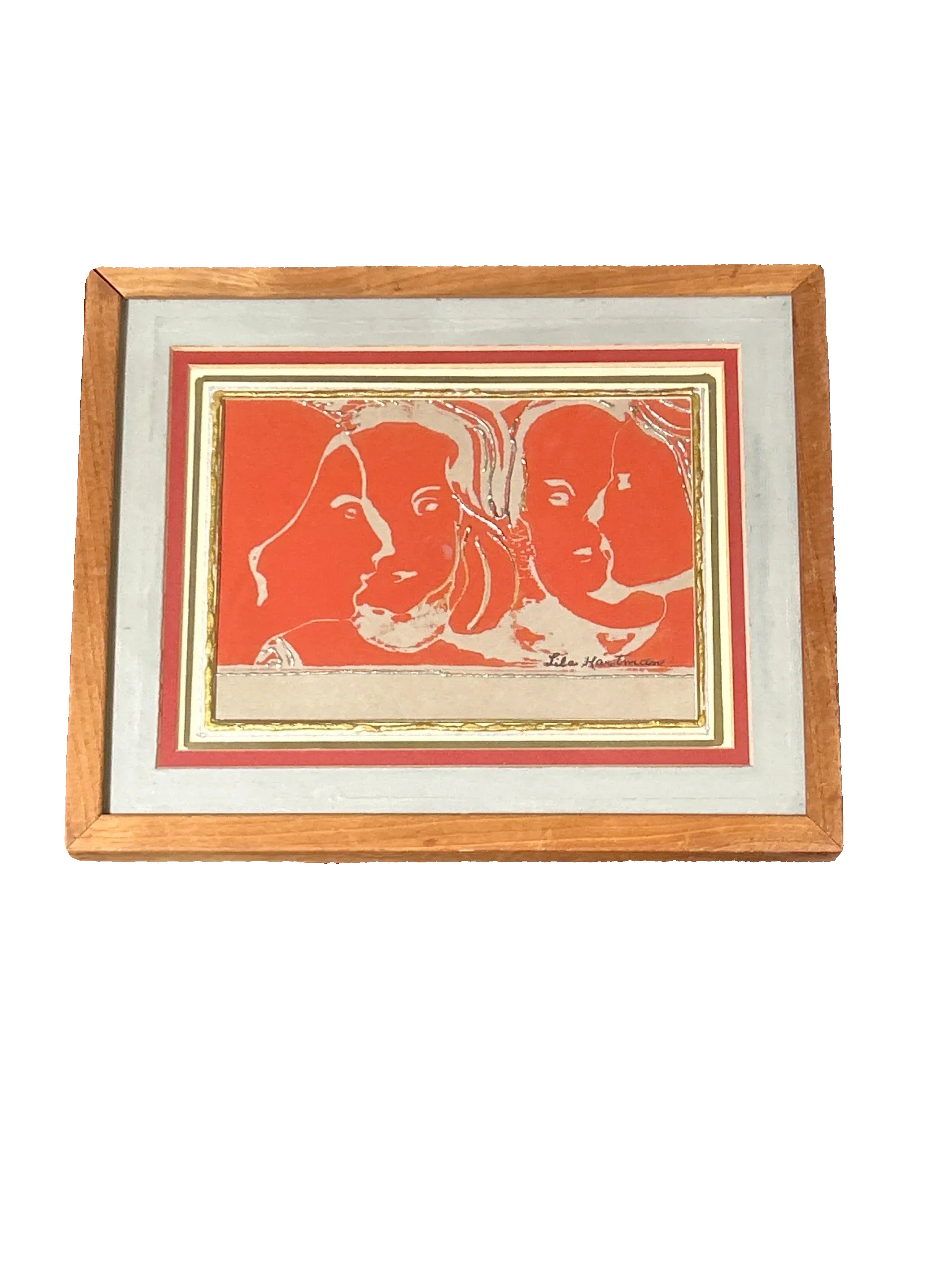 Lila Hartman mixed media stylized profiles with gold rim