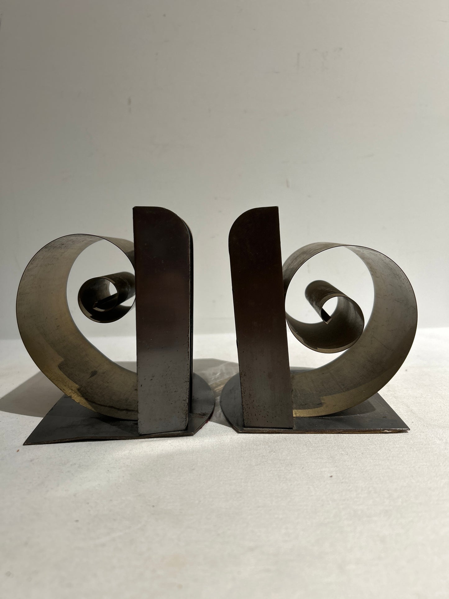 Vintage pair of brass spiral bookends