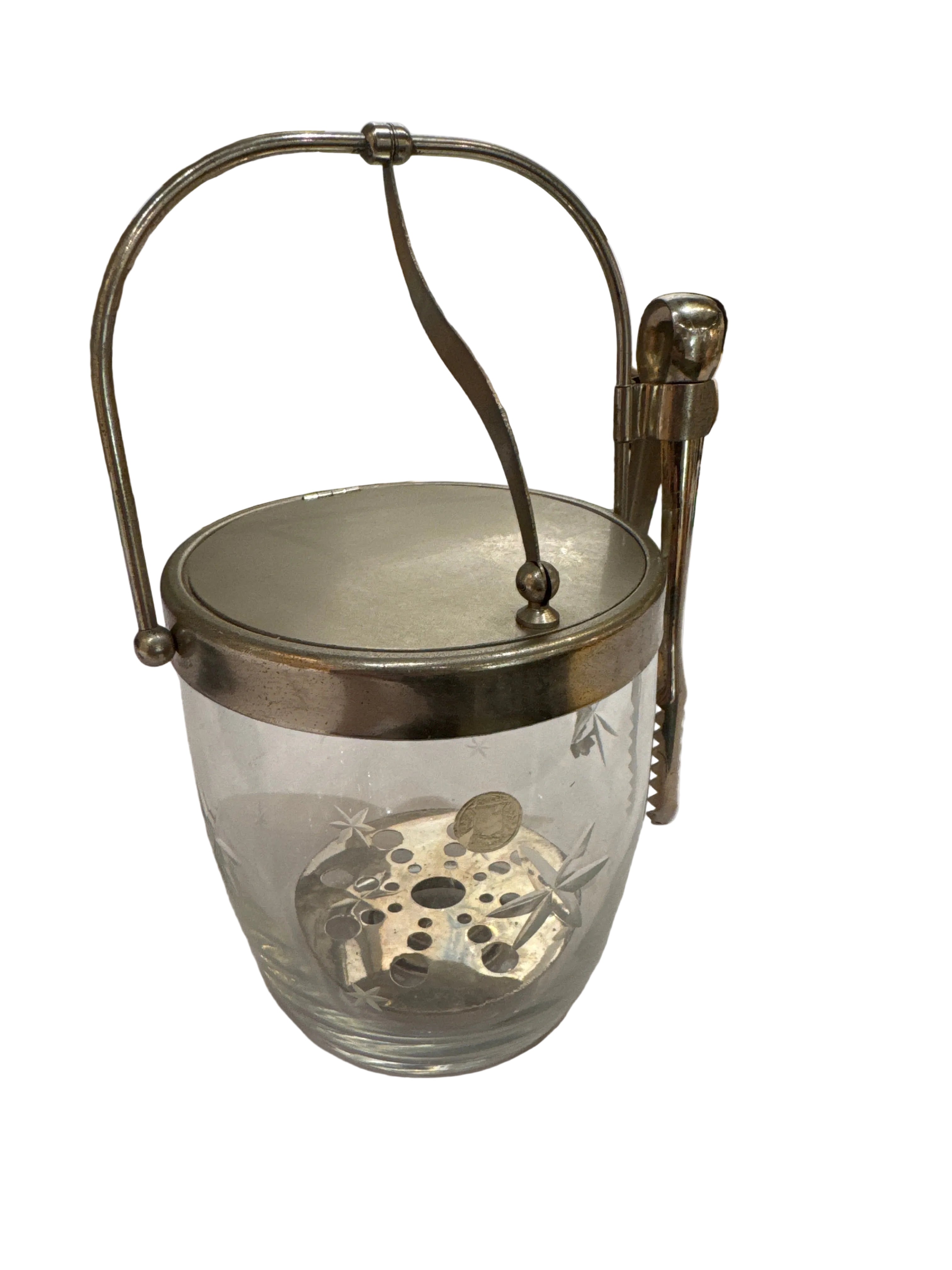Vintage Ice Bucket with Tongs