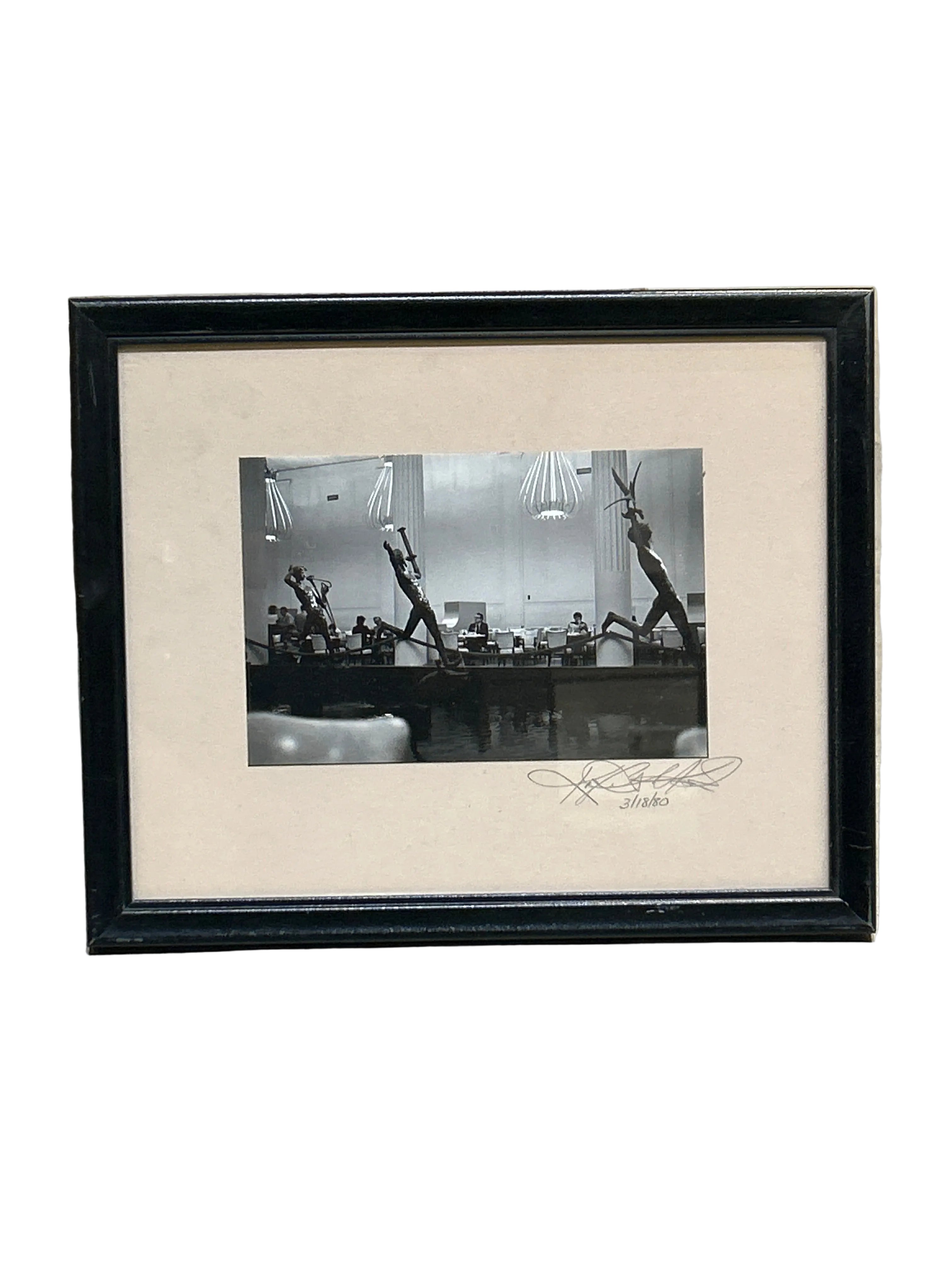 Vintage black and white print signed