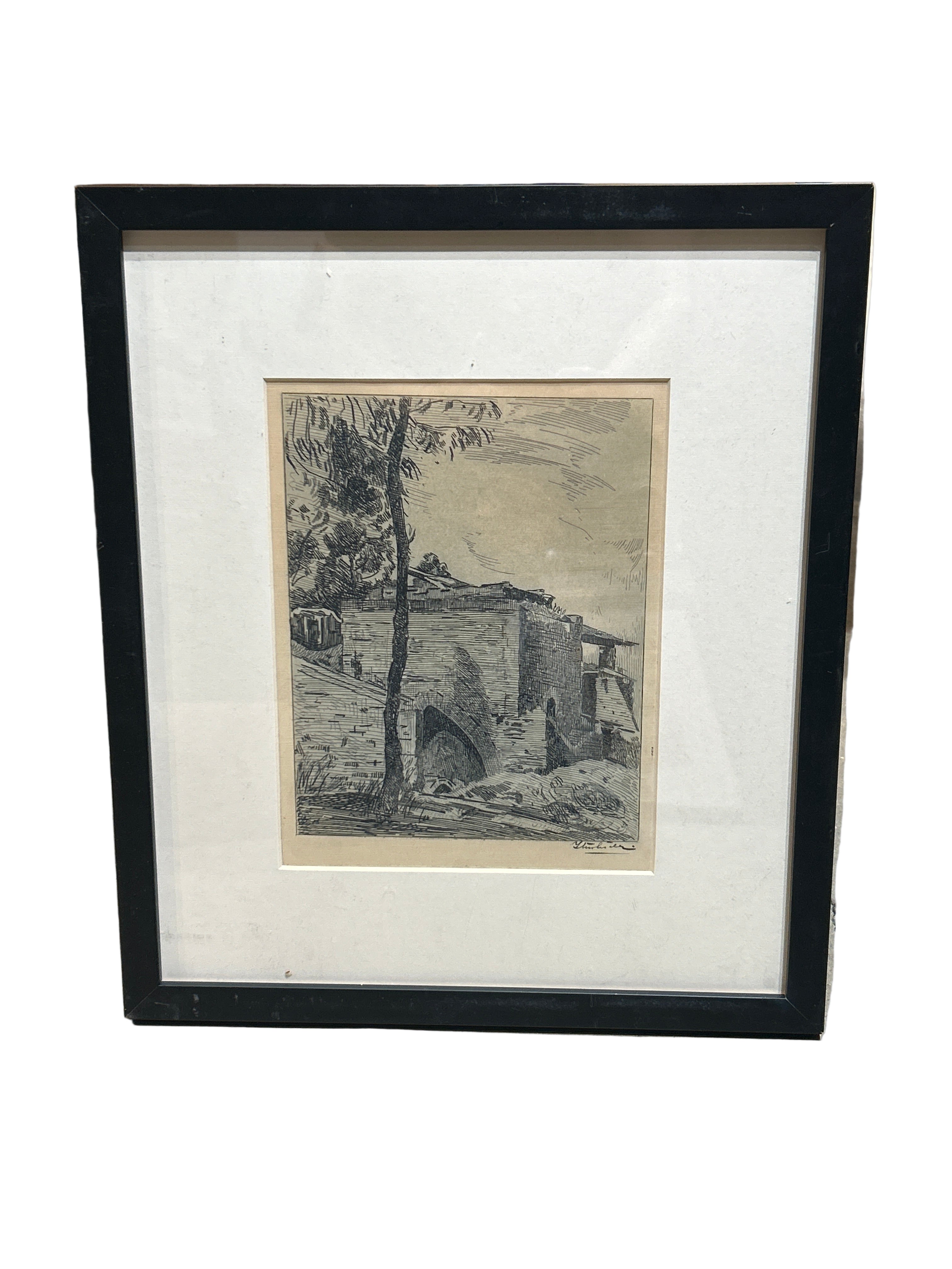 Vintage lithograph signed