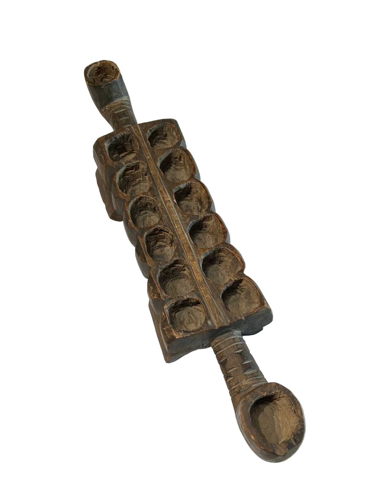 Vintage hand carved African wooden mancala