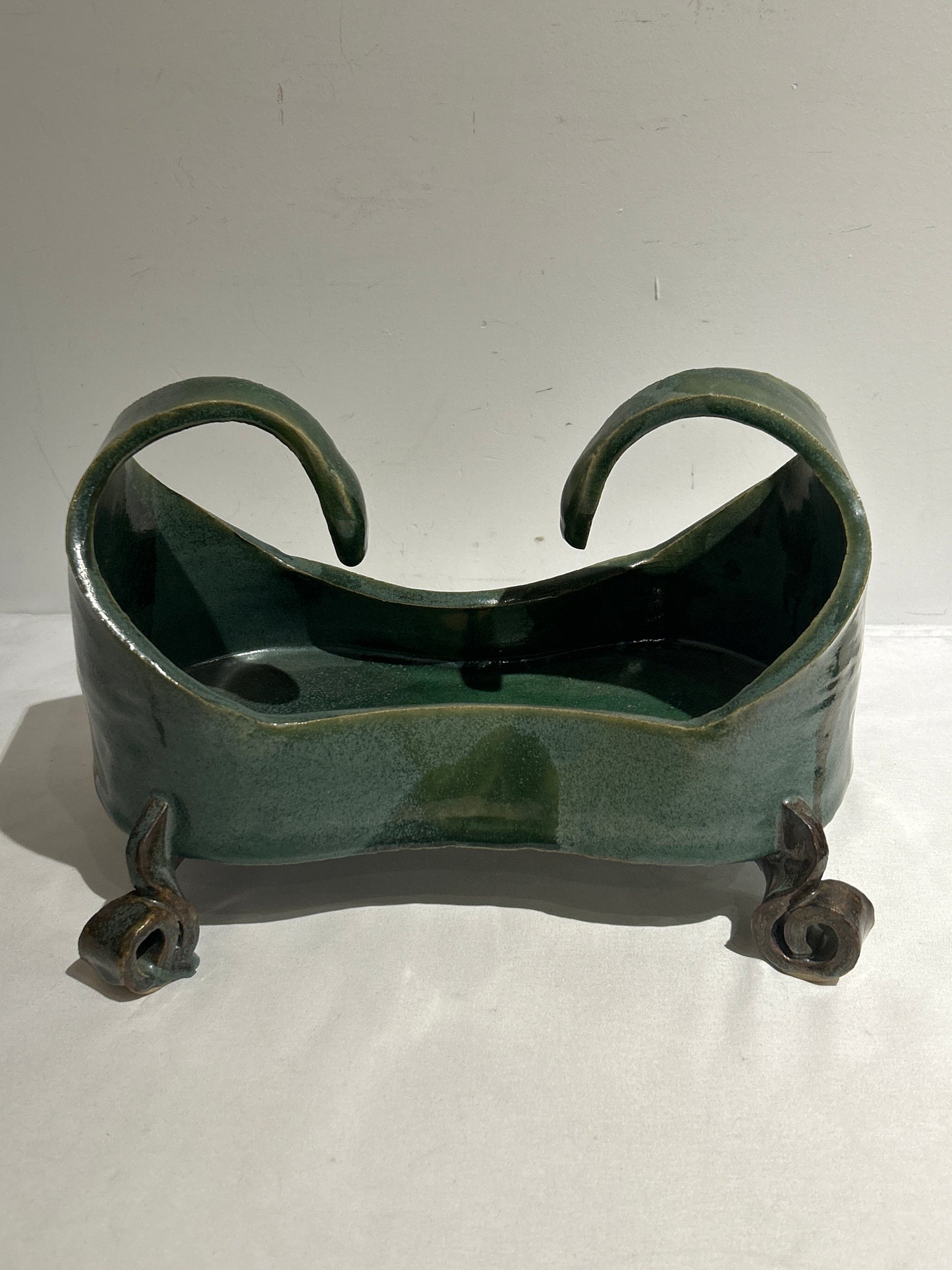 Vintage green footed vessel