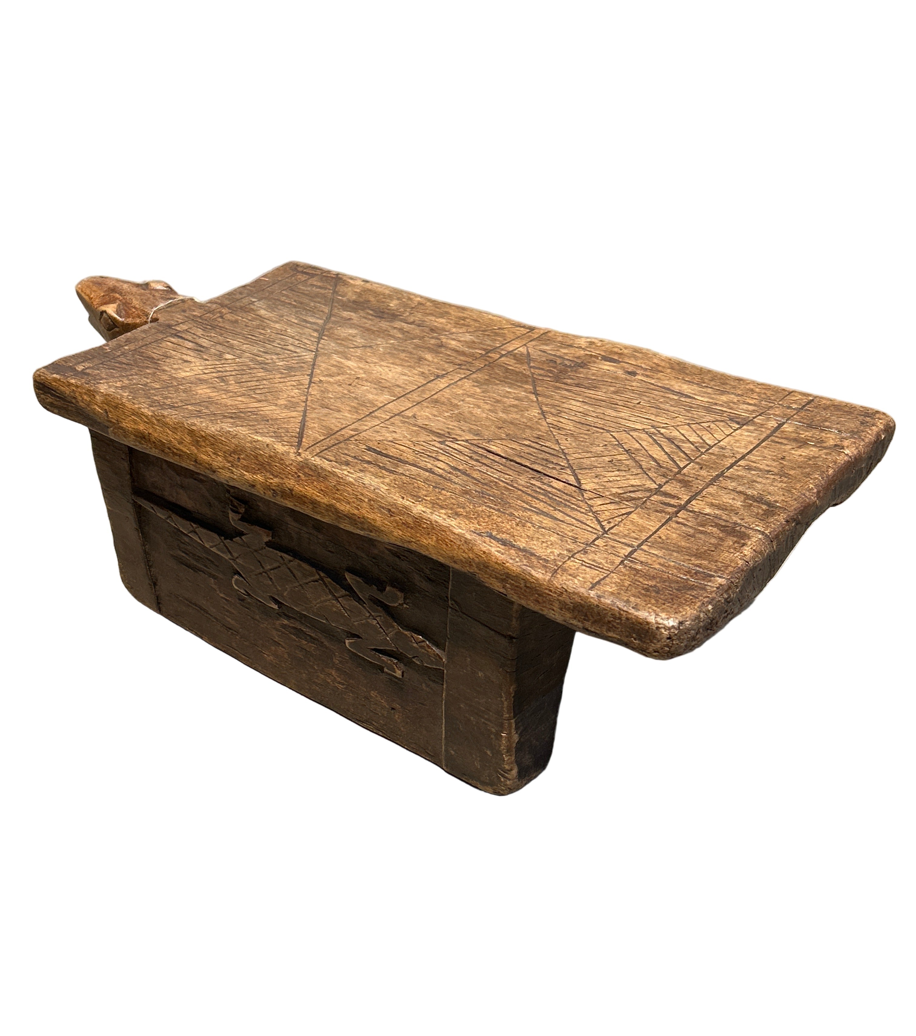 Tribal Stool With Two Crocodiles