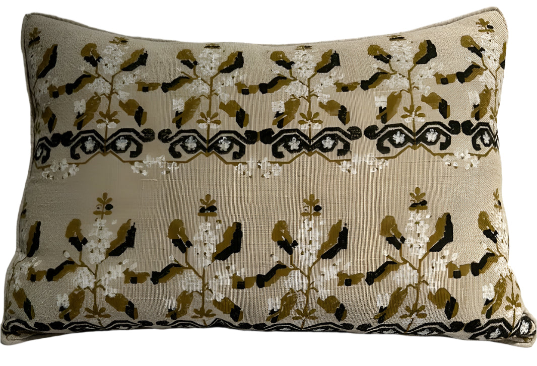 Mandap Mustard on Natural 14" x 20" Solid  Linen With Insert