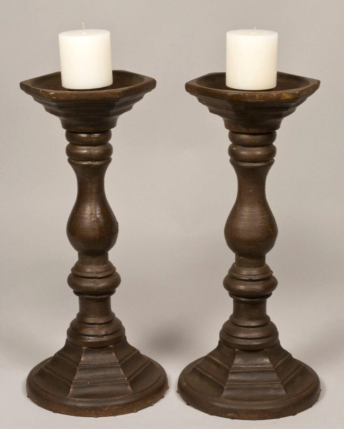 Pair of Cast Iron Candleholders