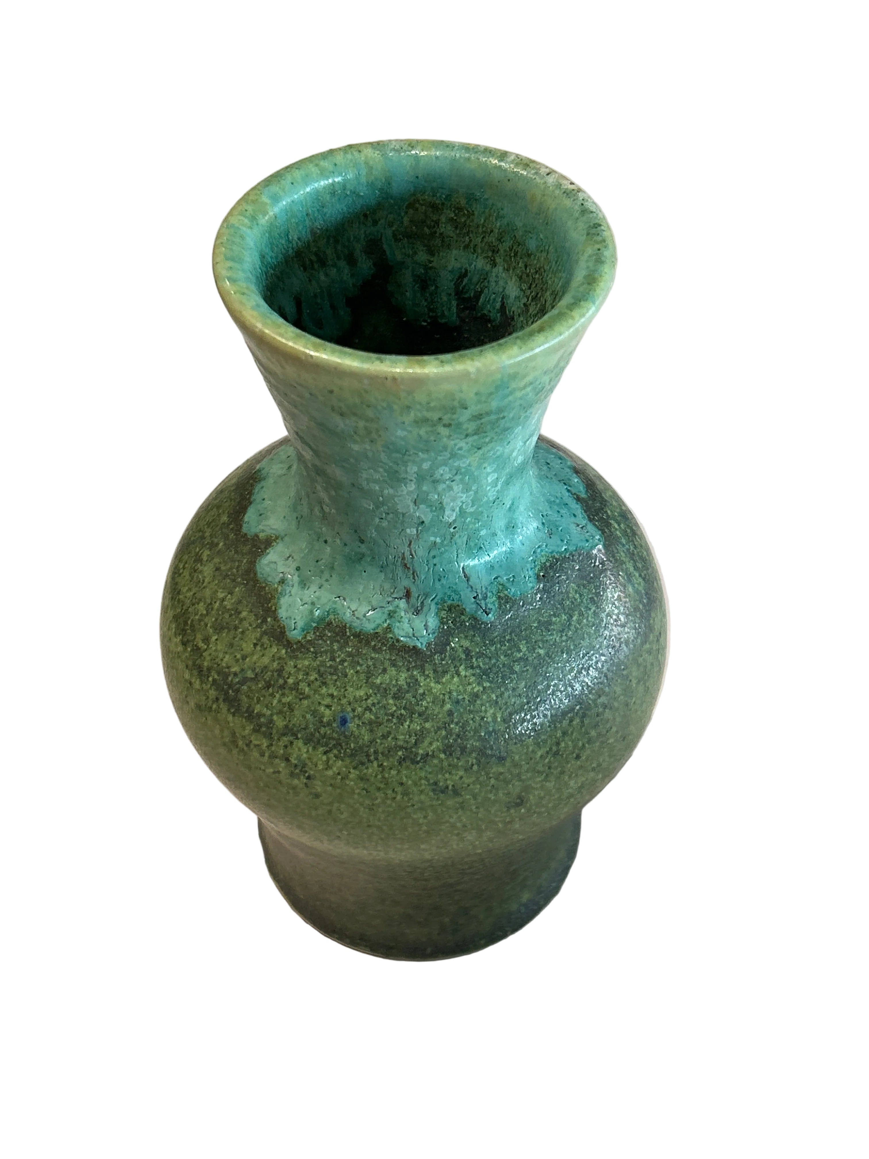 Vintage green ceramic glazed vase