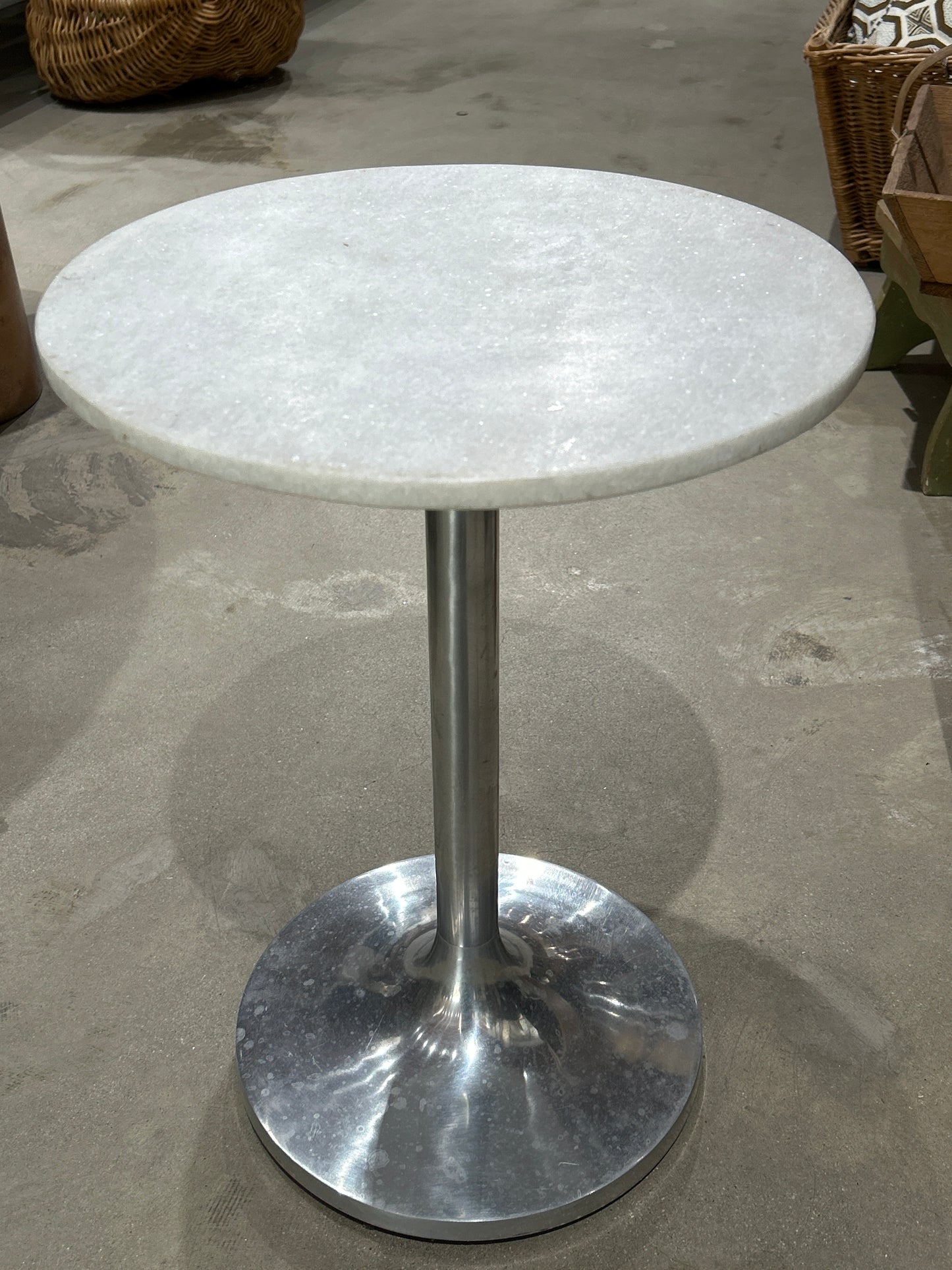 Vintage MCM marble top side table