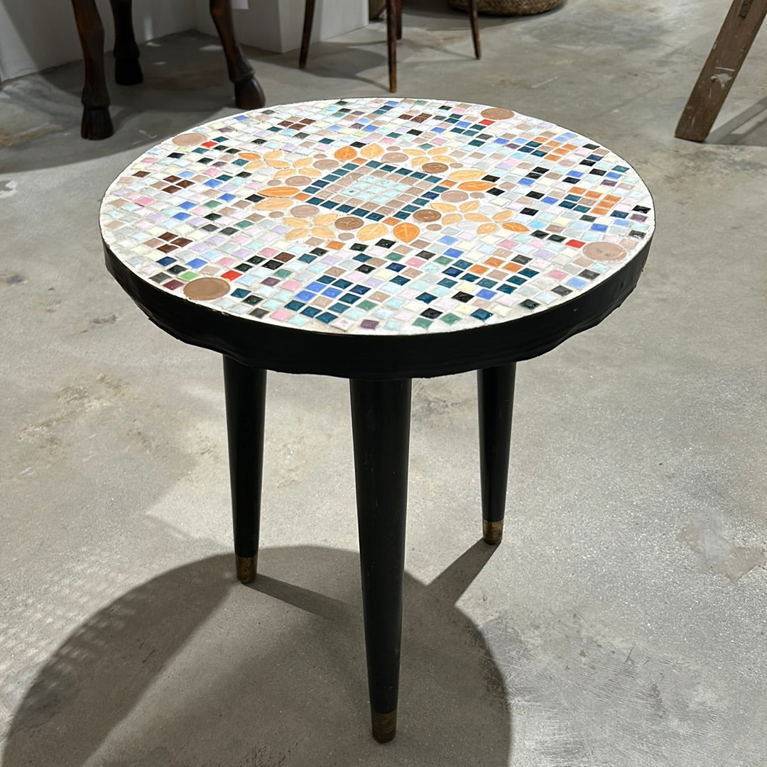 Table tripod with mosaic
