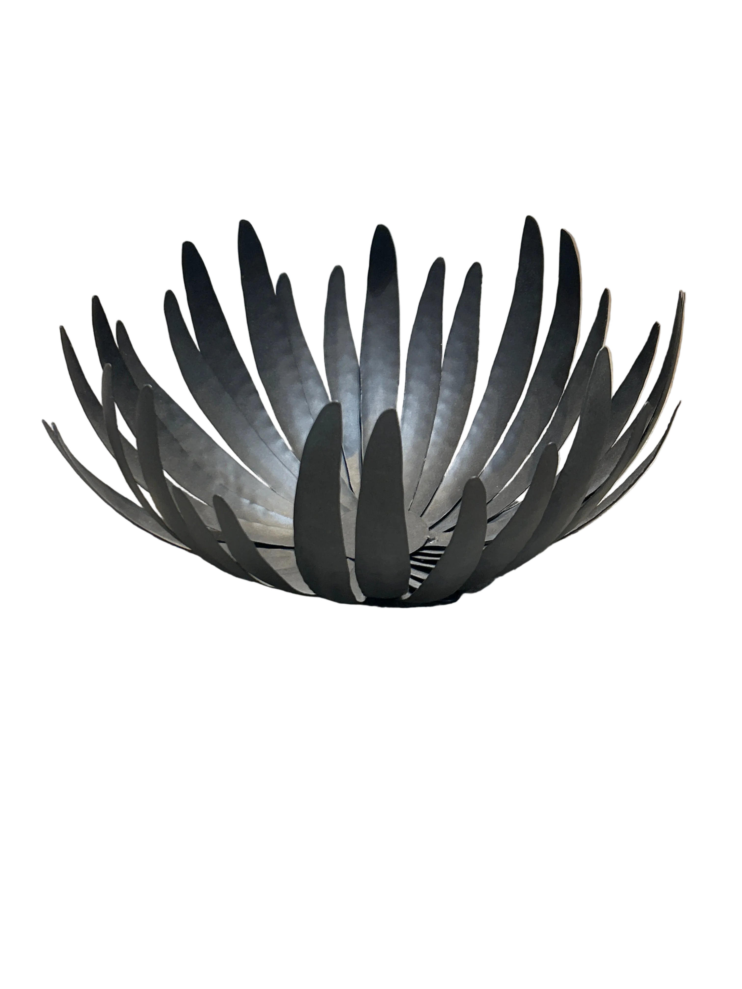 Blackened metal petal-style centerpiece bowl