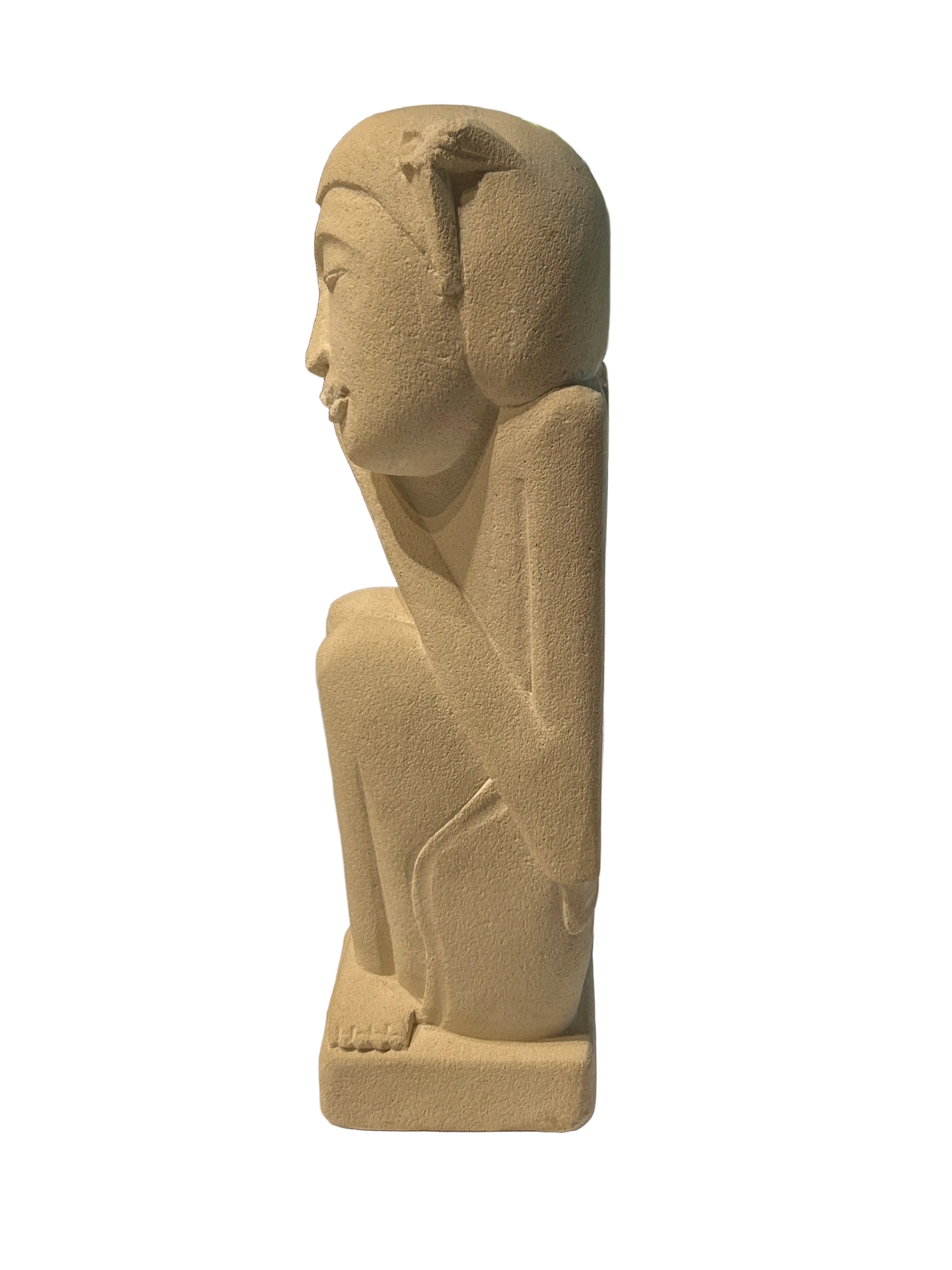 Vintage sleeping sandstone figure sculpture