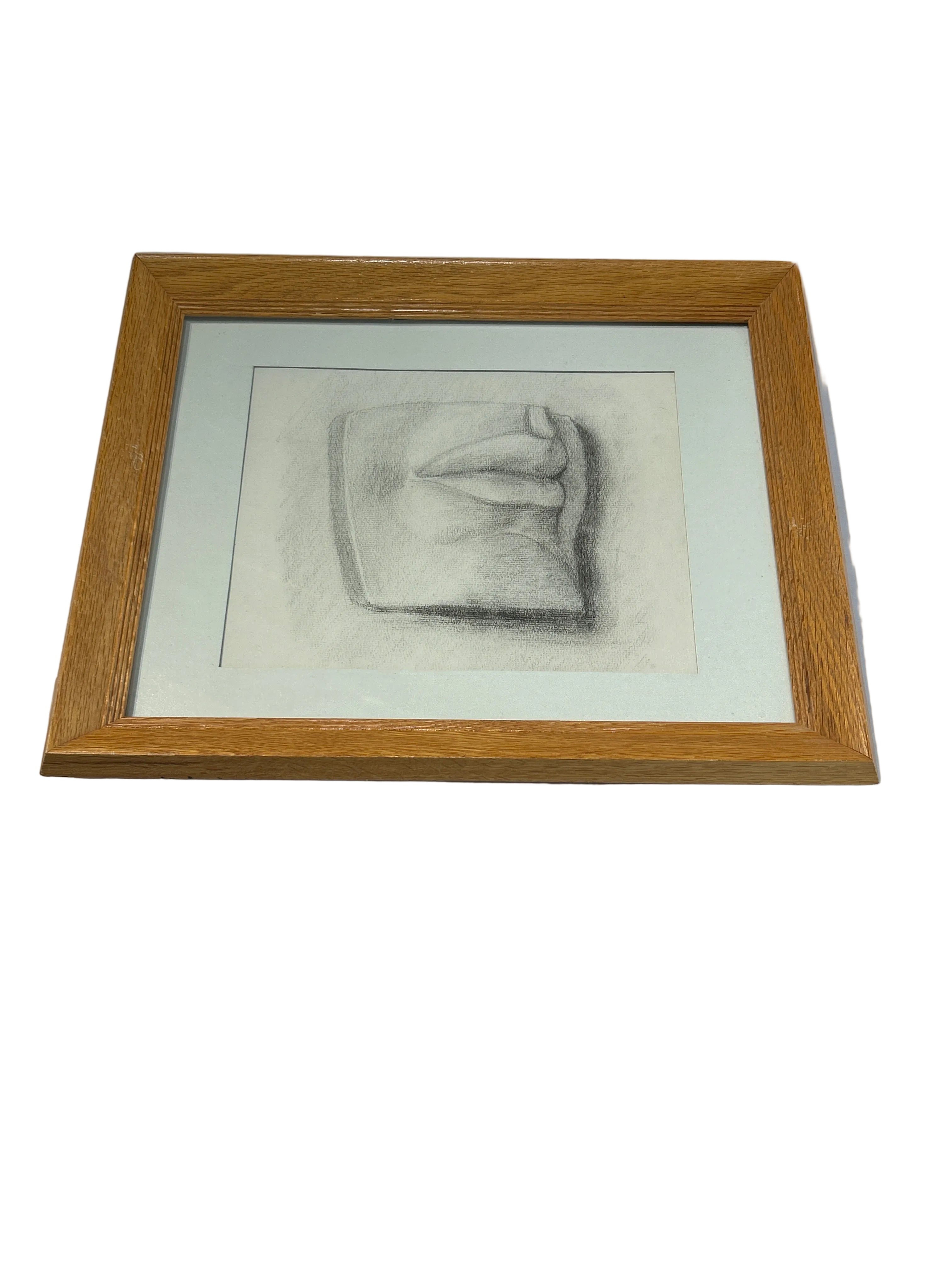 Vintage mouth sketch in wood frame