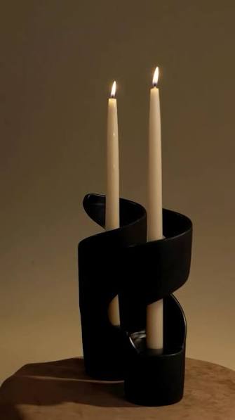 Nadine Candleholder - set of 2 Raw Noir