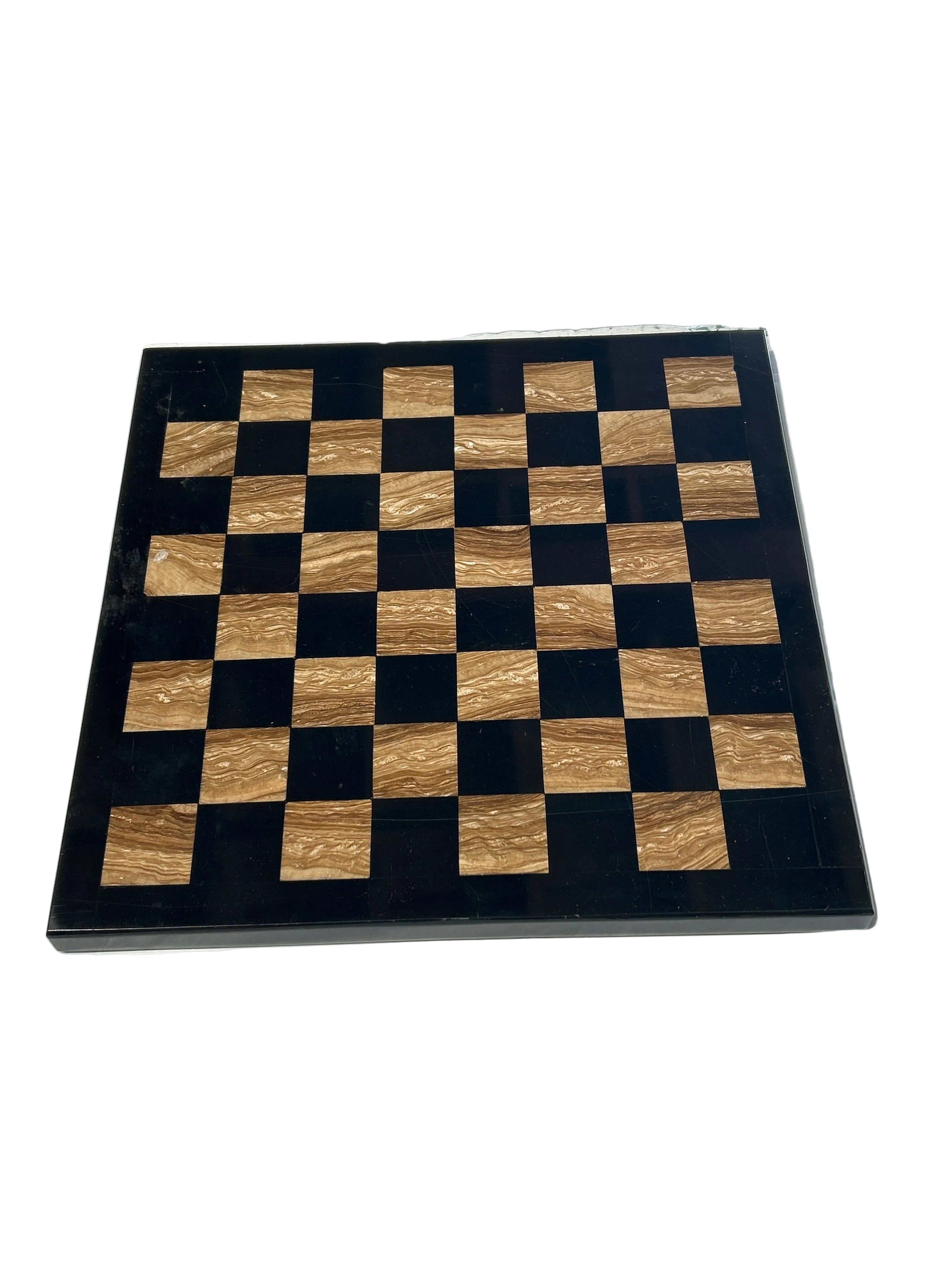Black and brown marble chess set