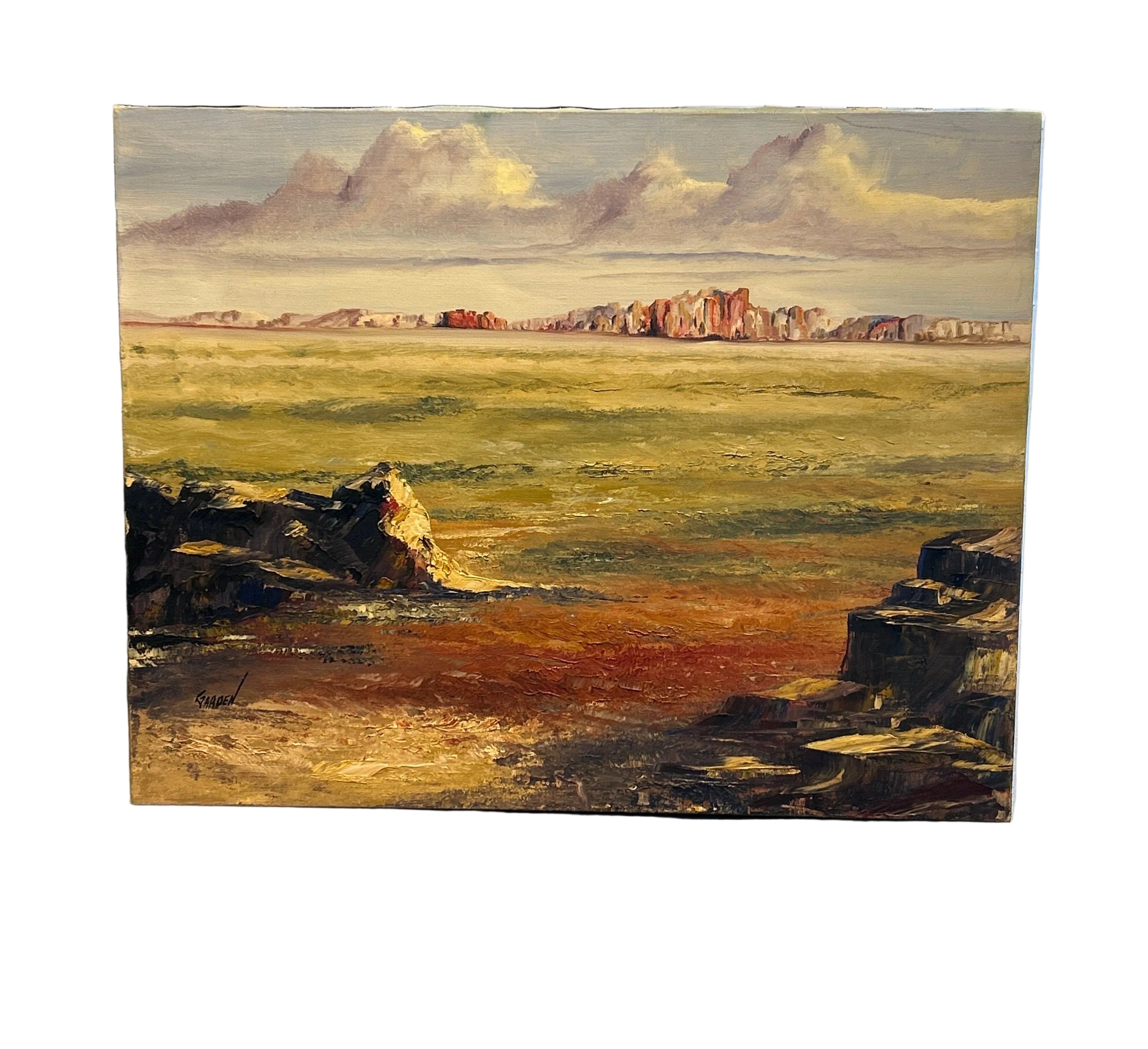 Vintage mesa desert landscape painting signed