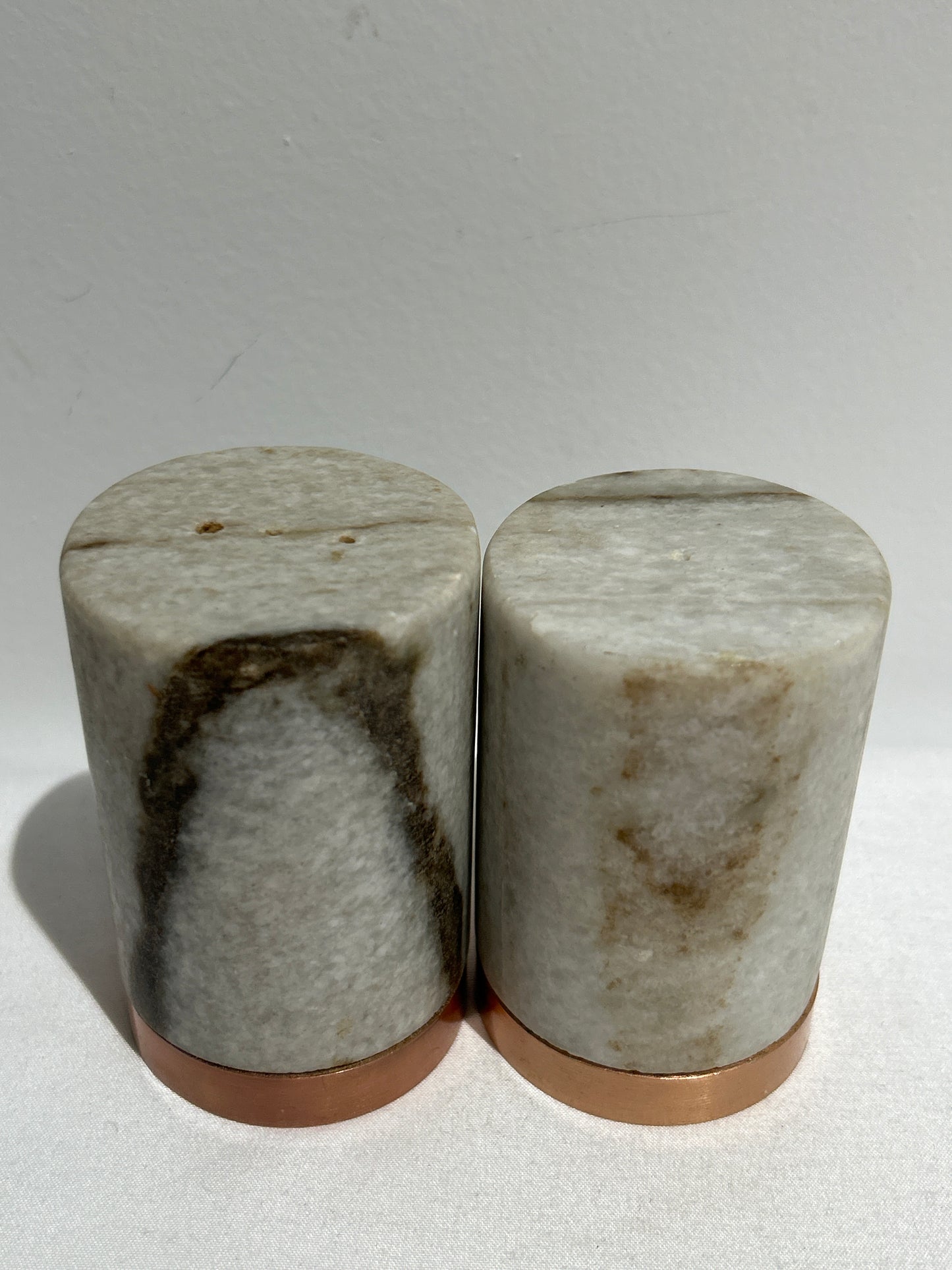 Vintage marble & copper salt and pepper shakers