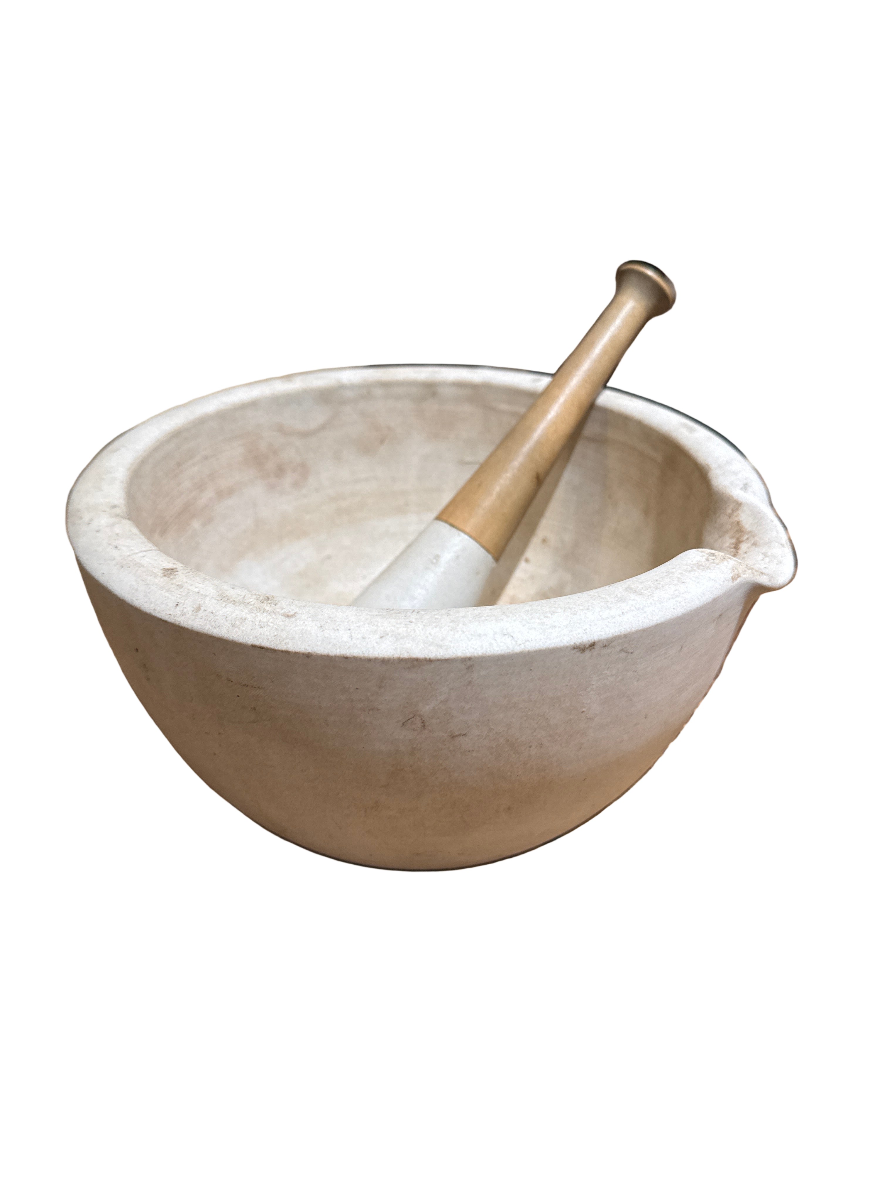 Vintage stone mortar and stone/wood pestle