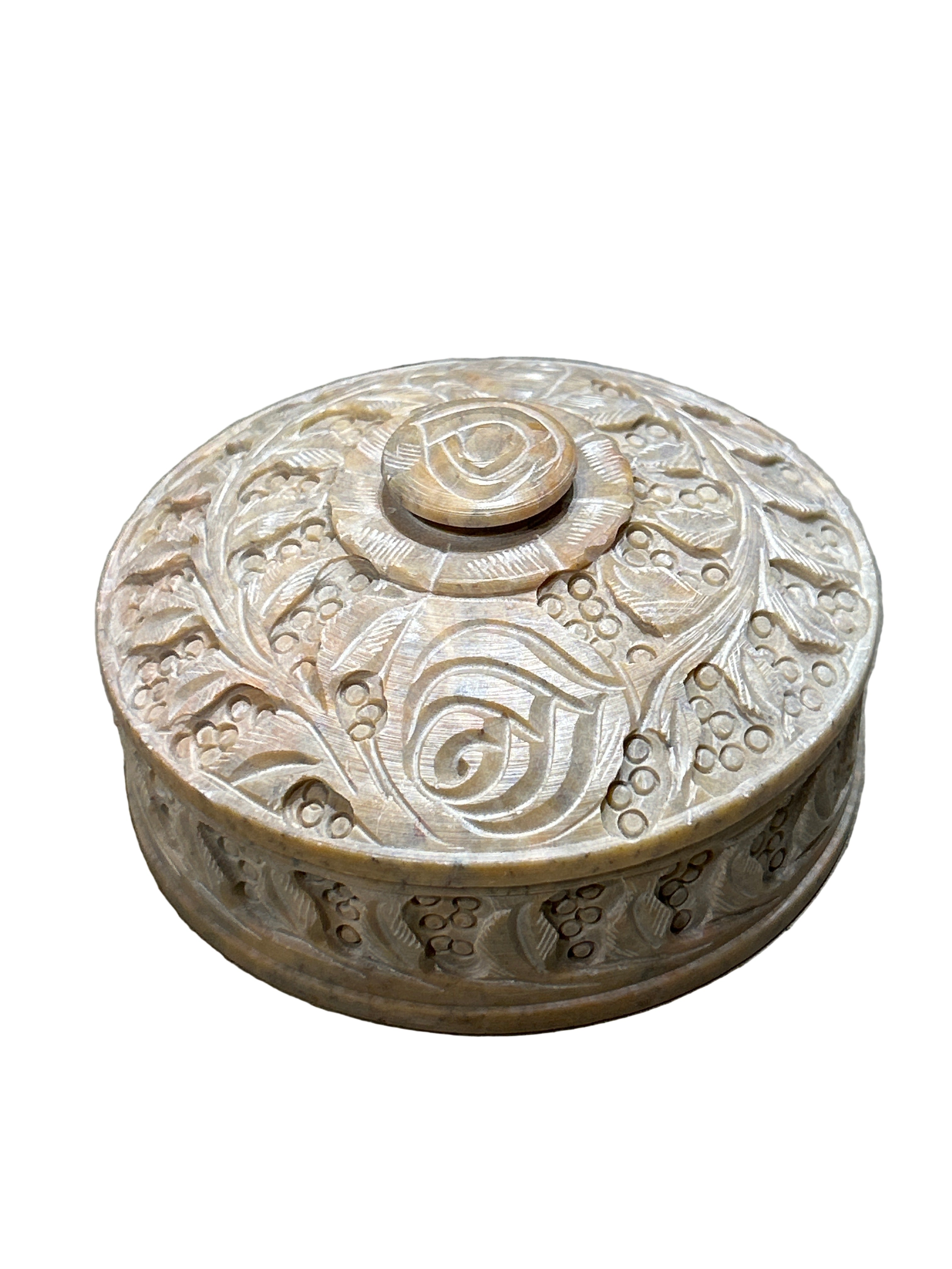 Vintage carved soapstone box