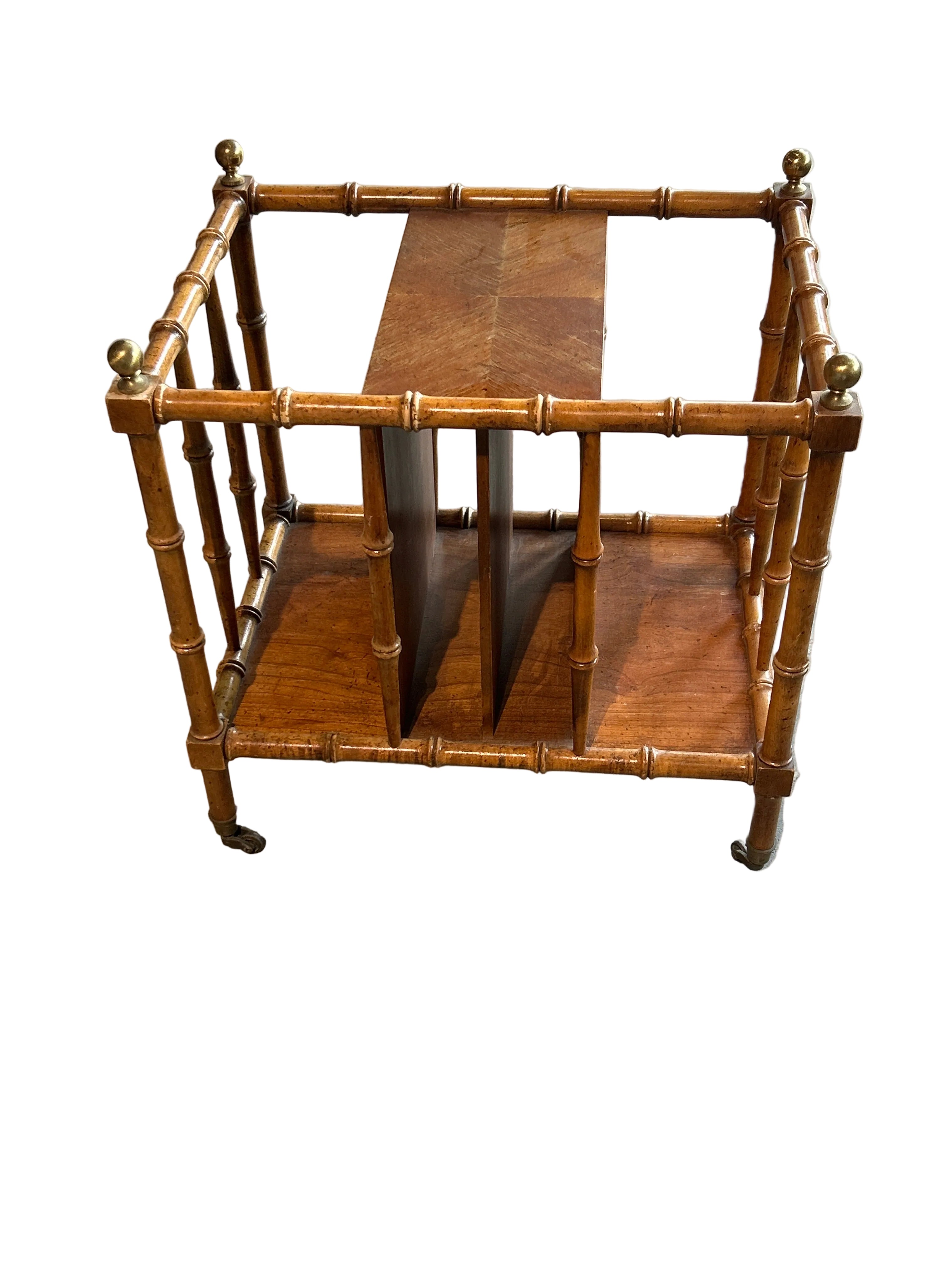 Vintage bamboo and burlwood magazine rack