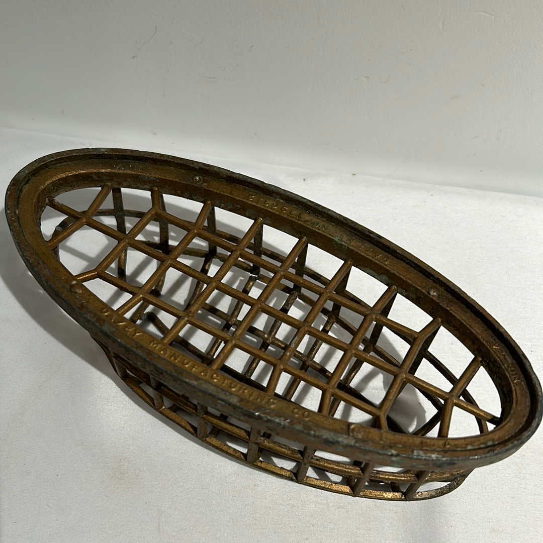 Vintage brass floralfrog oval