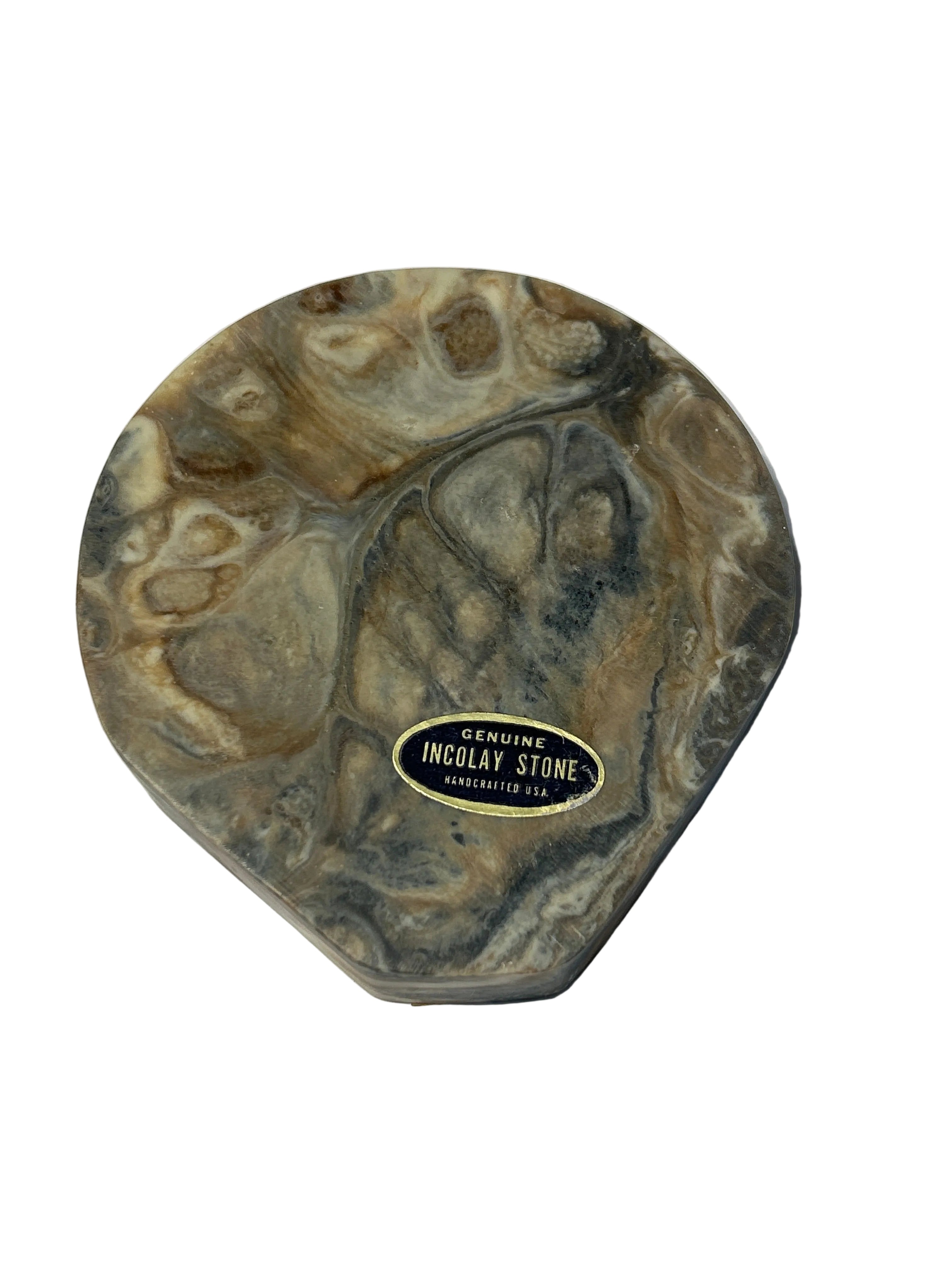 Vintage incolay stone seashell catchall