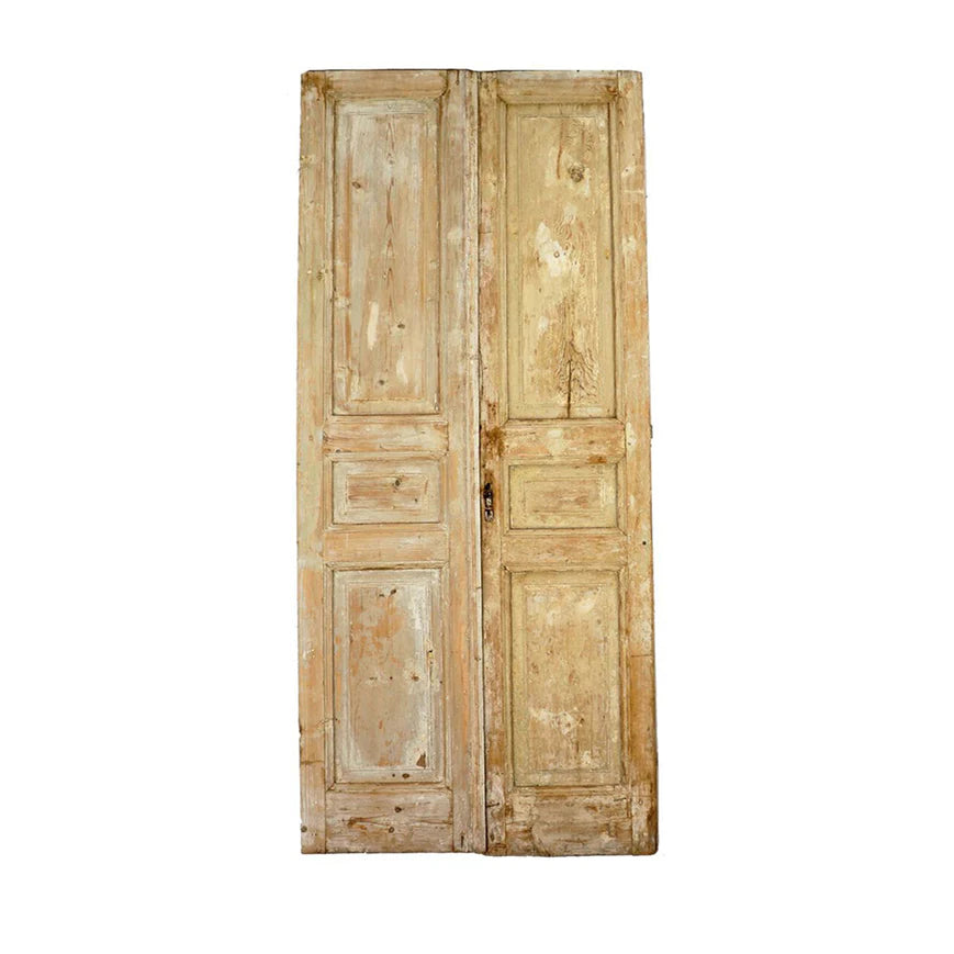 Vintage Egyptian Stripped Pine Door Pair