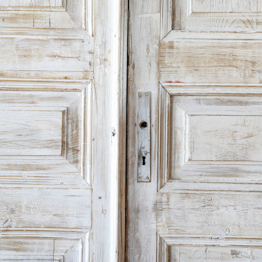 Vintage Egyptian Door, Antique White, Pair