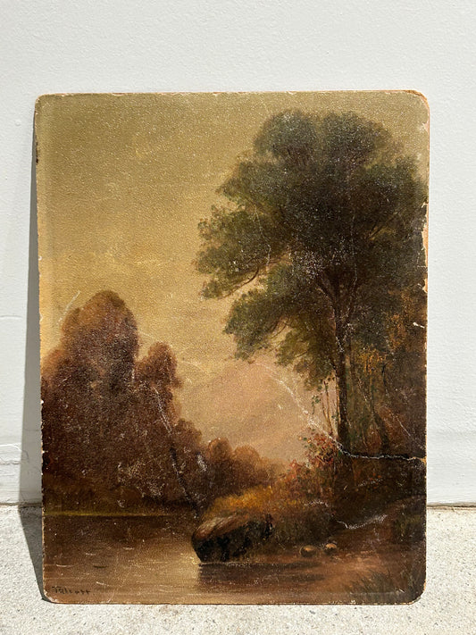 Vintage oil painting on board