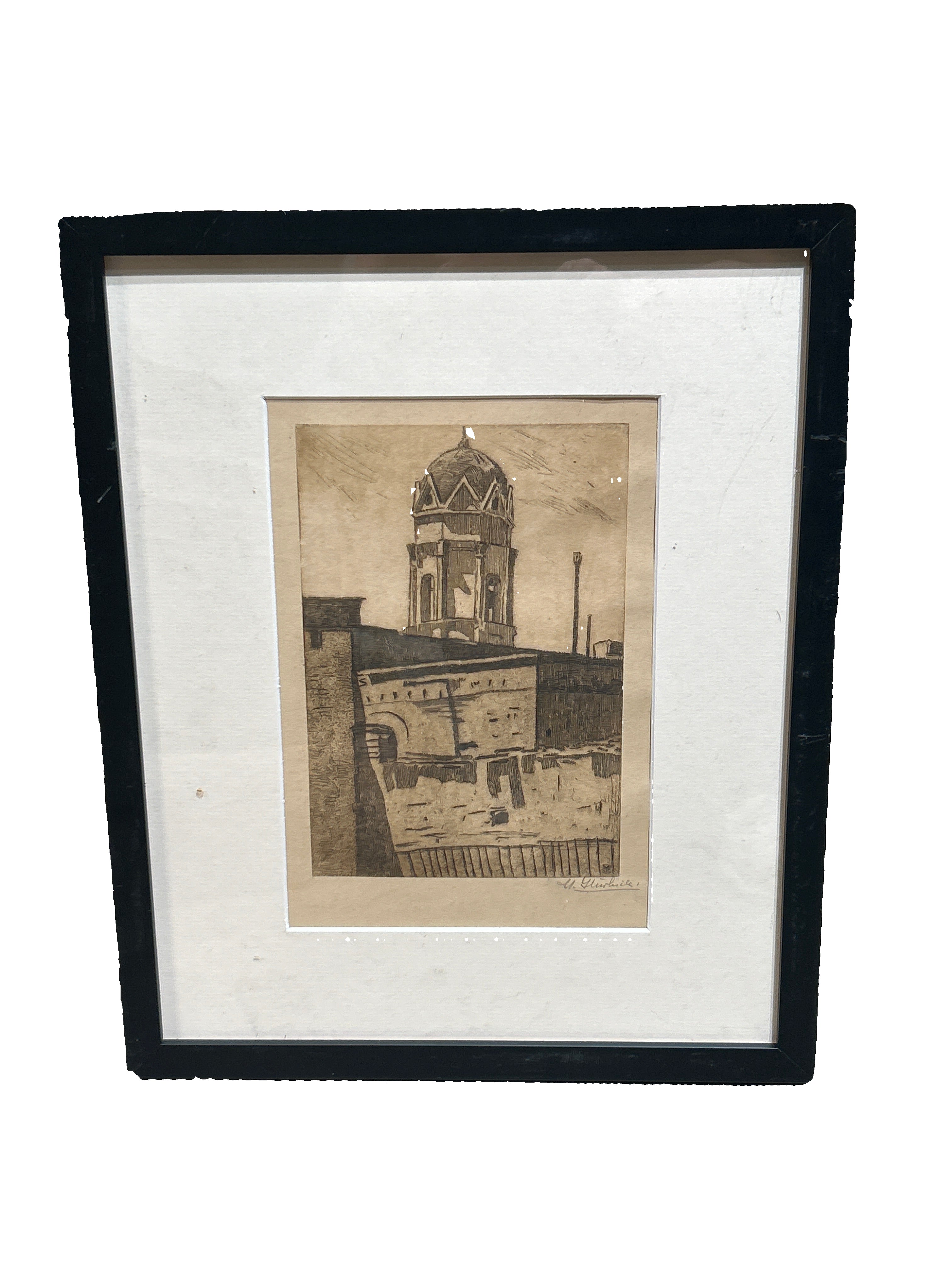 Vintage lithograph signed