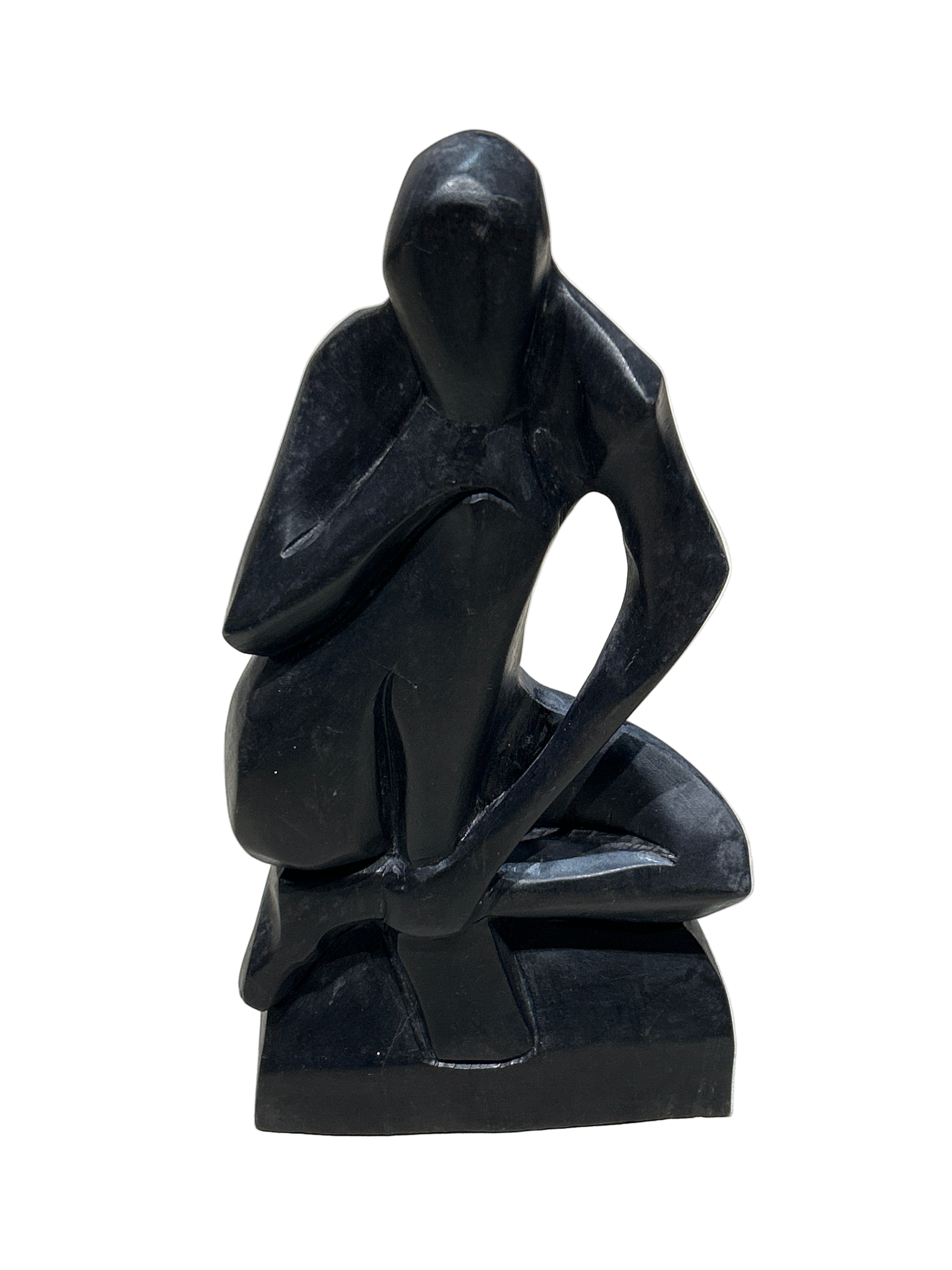 Vintage sitting nude wood sculpture