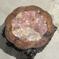 Vintage wood side table with marble top