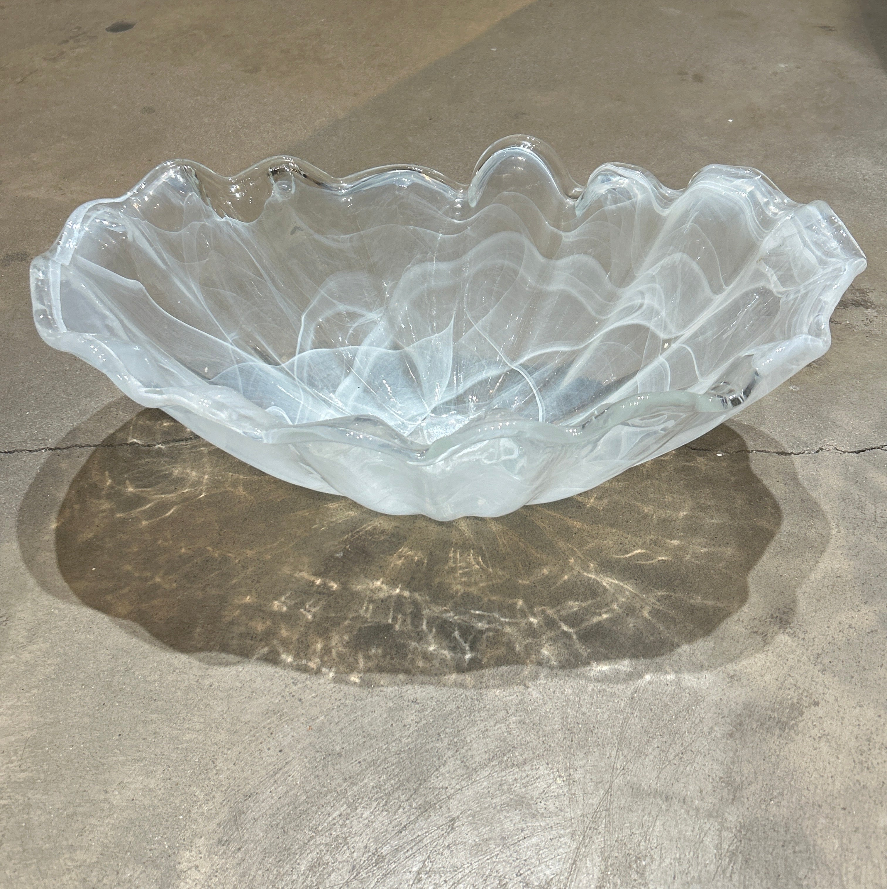 Vintage ruffled Murano glass vessel