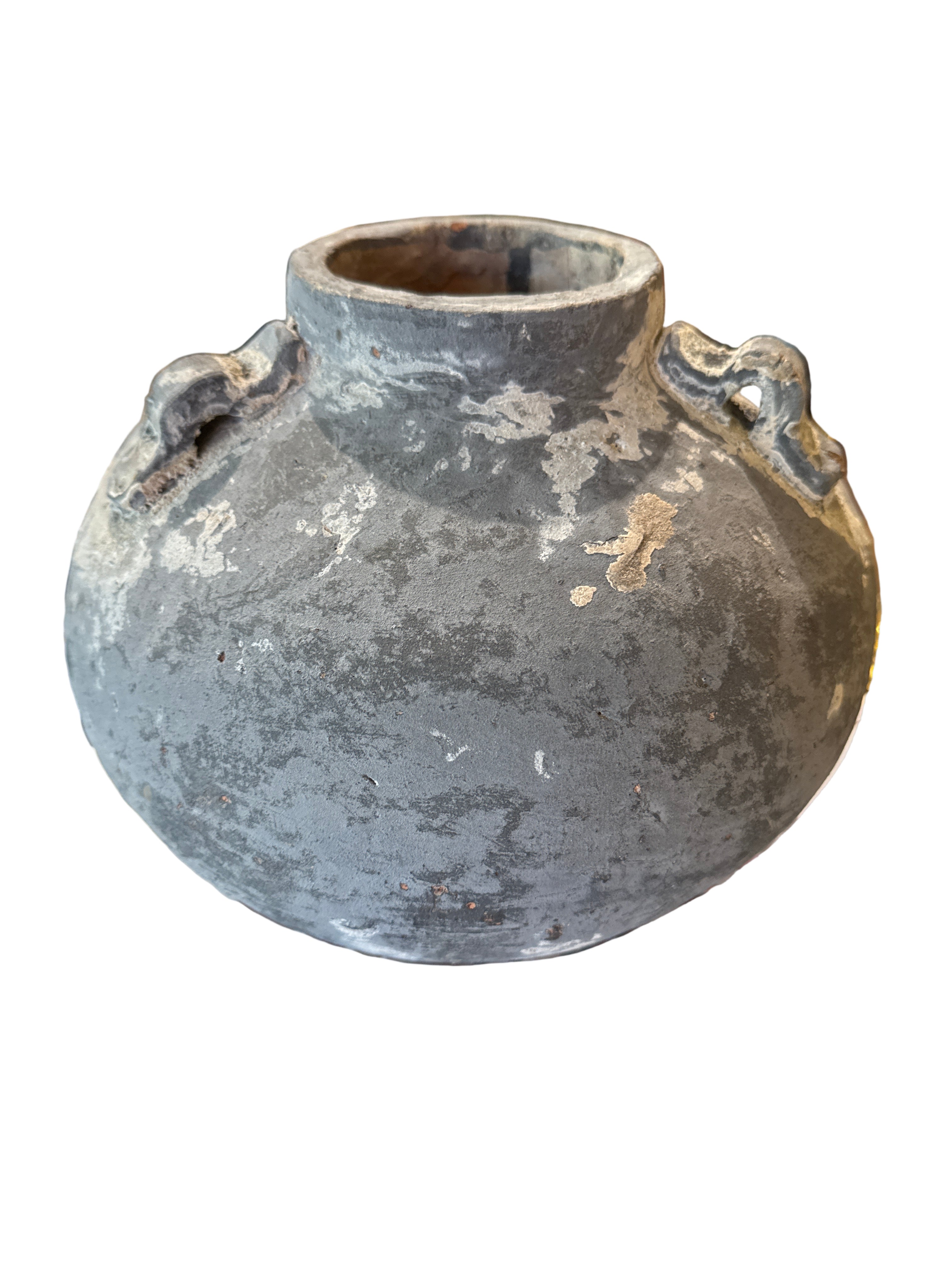 Grey Vintage Pot with Handle Detail
