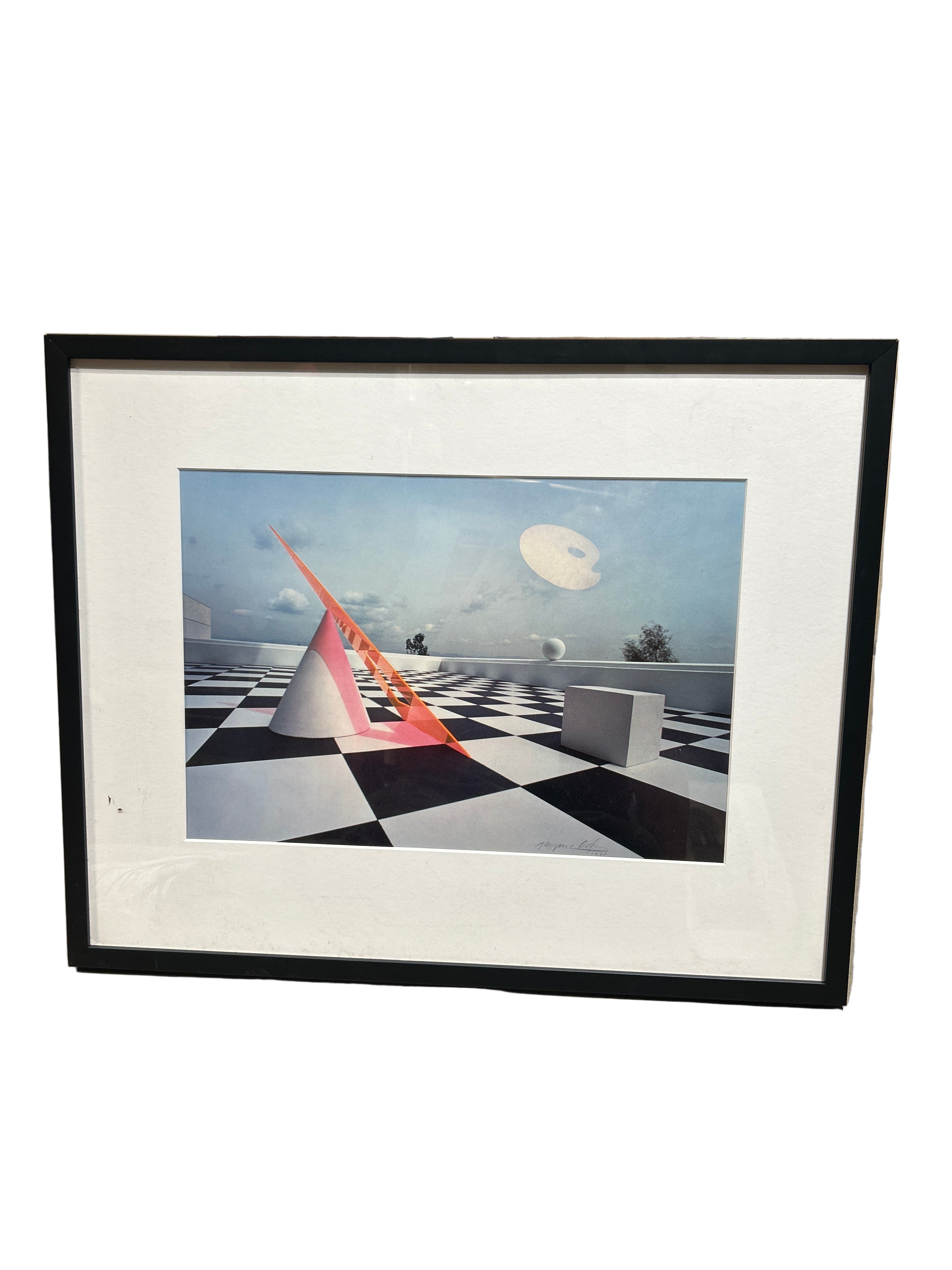 Vintage Jayme Odgers geometric scene print