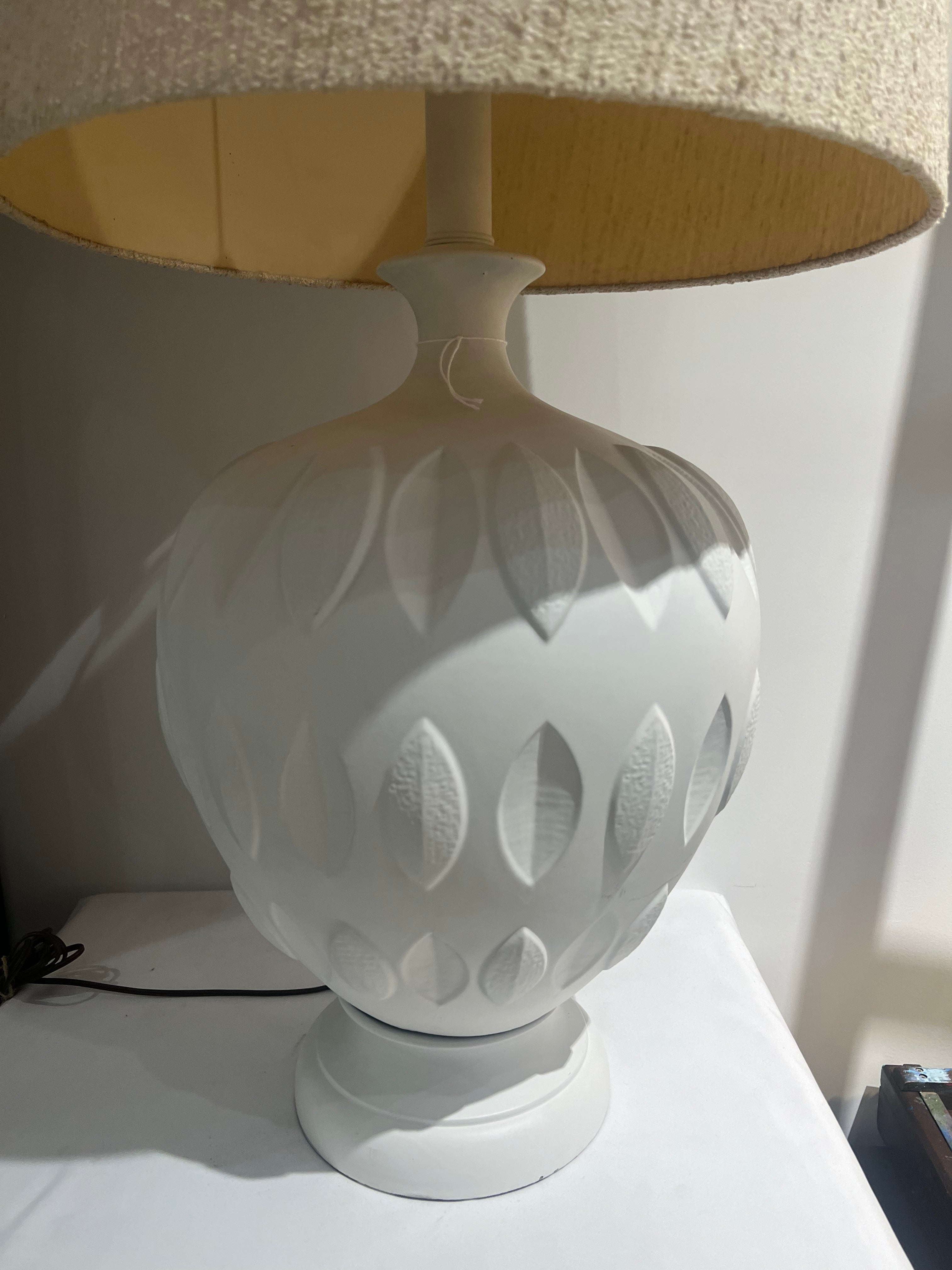 White lamp with leaf pattern