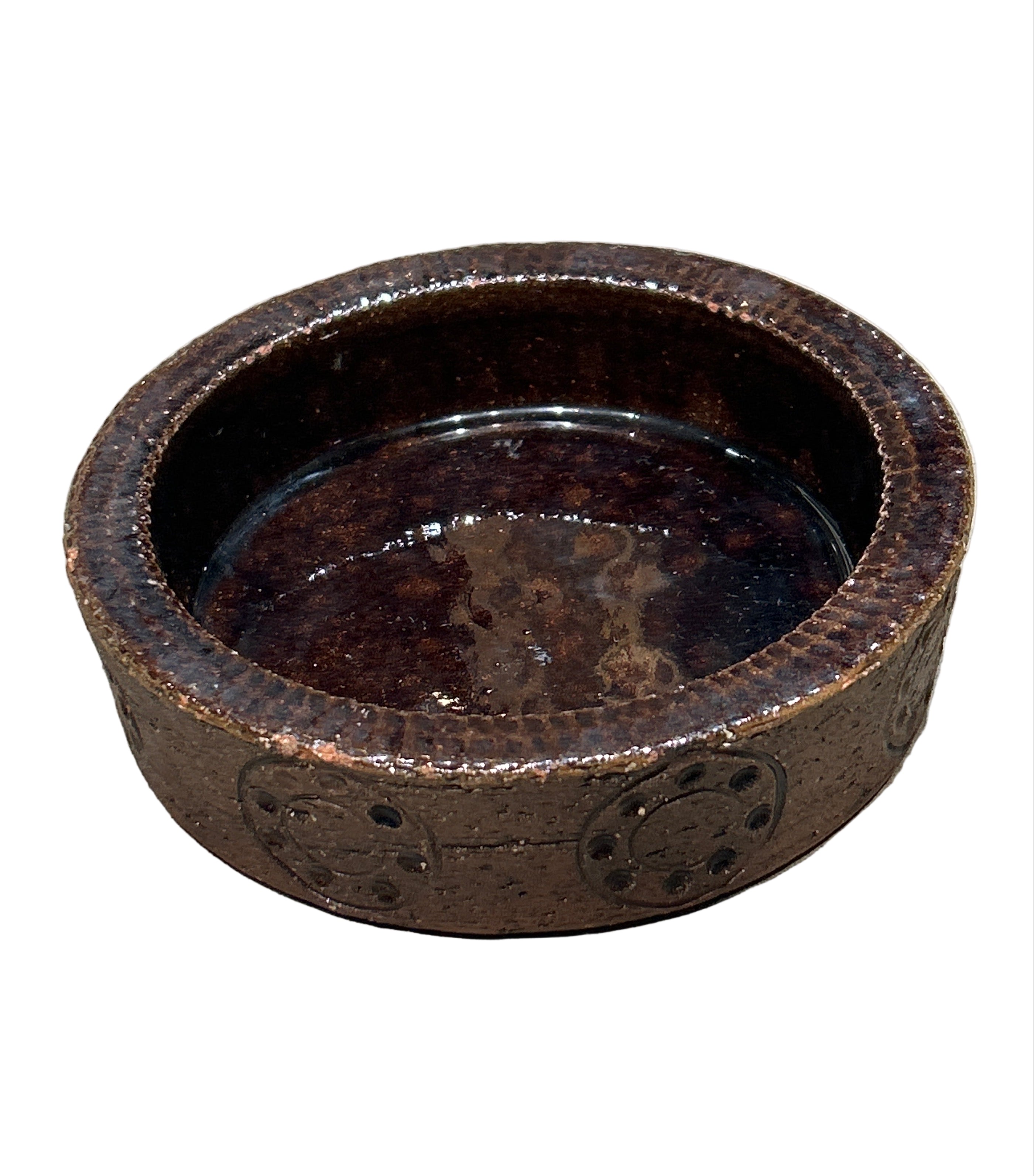 Vintage engraved stoneware dish