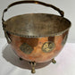 Vintage copper footed pot with handle