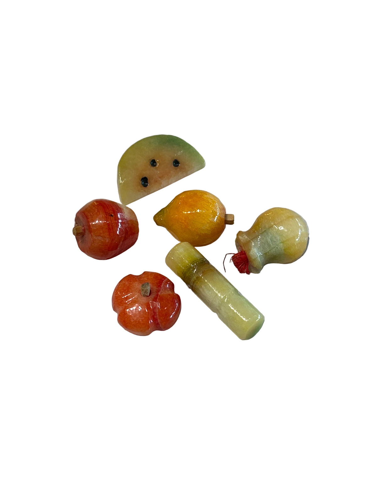 Vintage alabaster stone fruit set