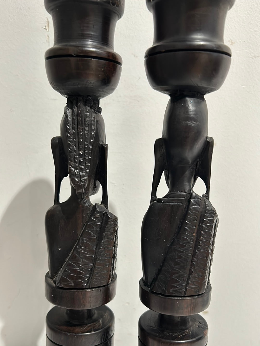 Set of 2 vintage African tribal candle holders