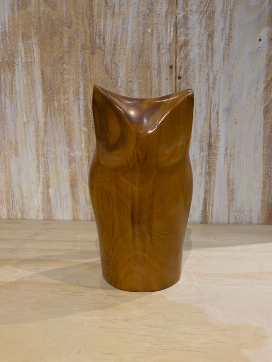 Handmade wooden owl sculpture