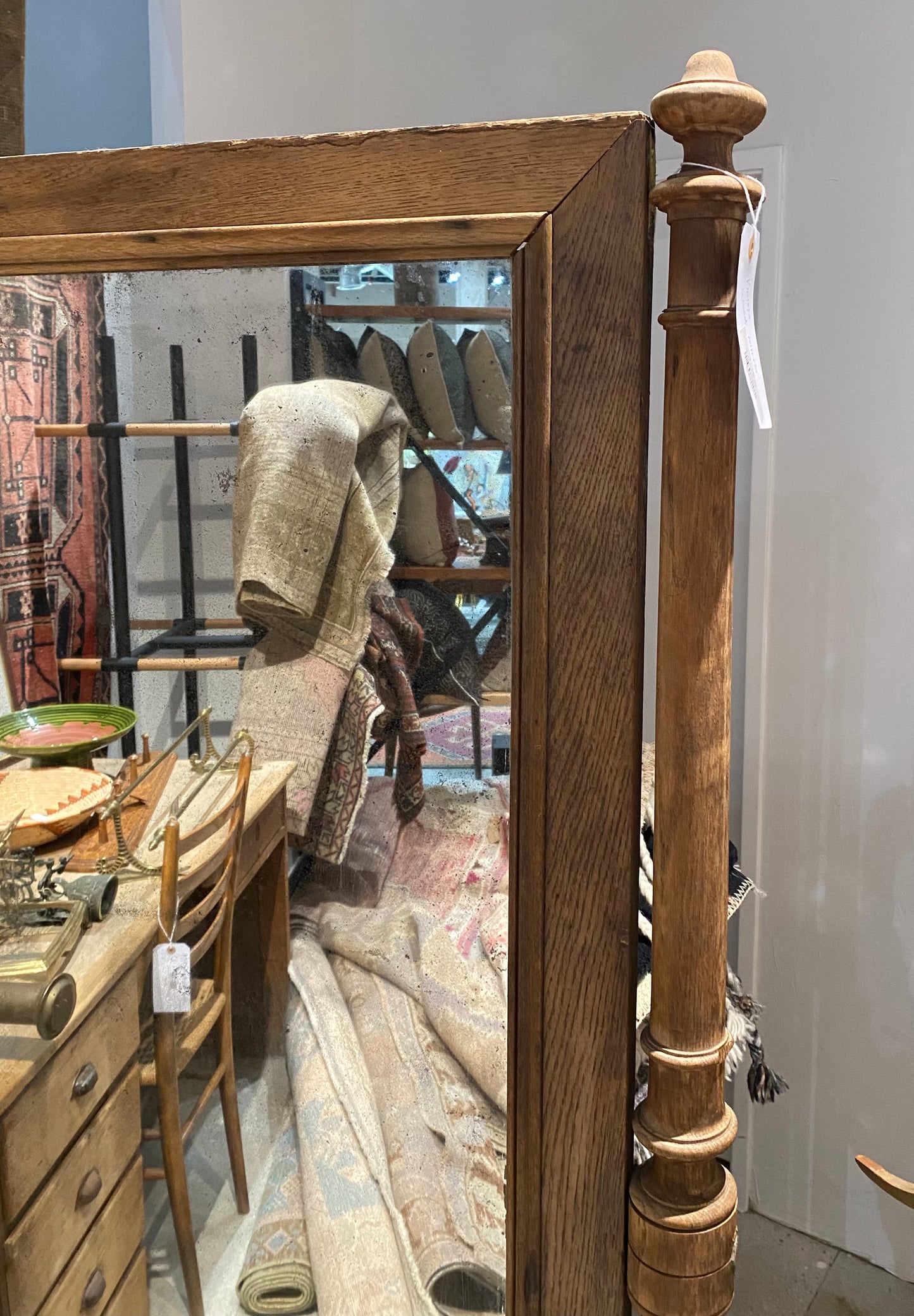 Vintage wood standing mirror