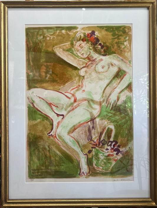 Green nude painting