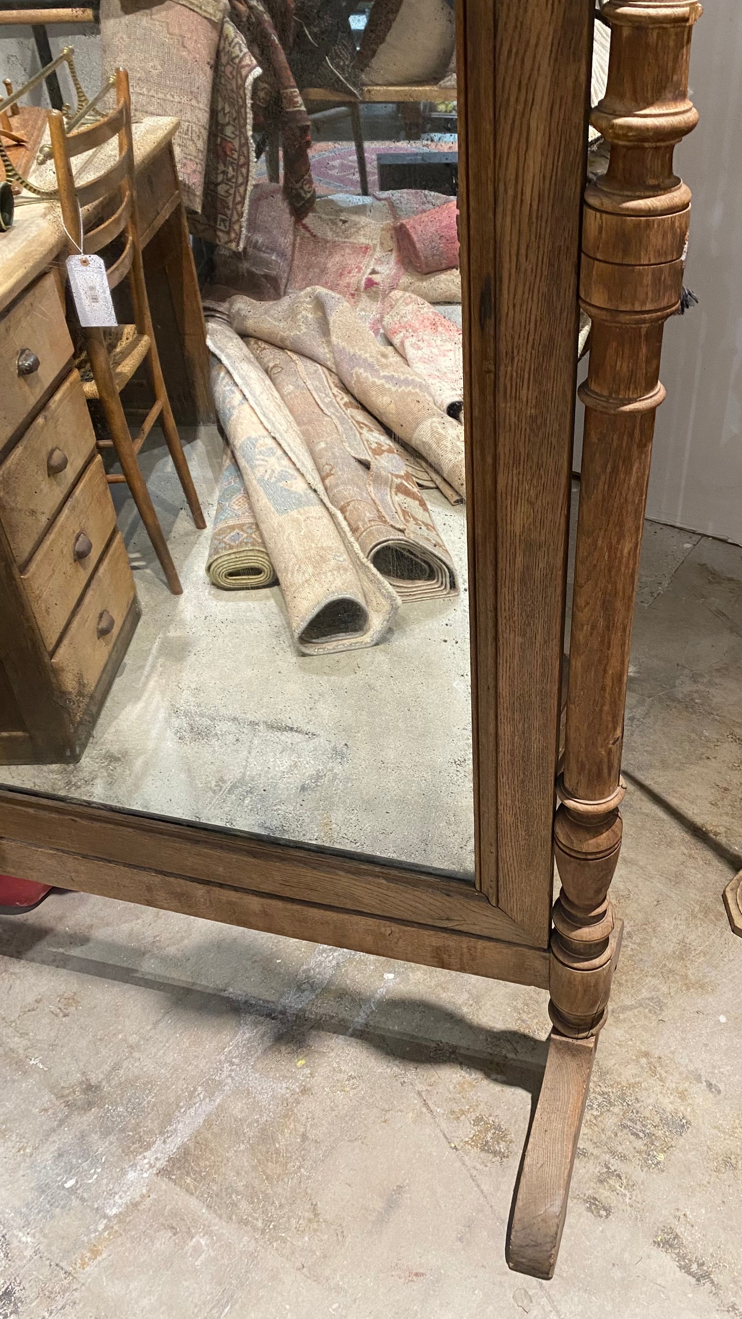 Vintage wood standing mirror